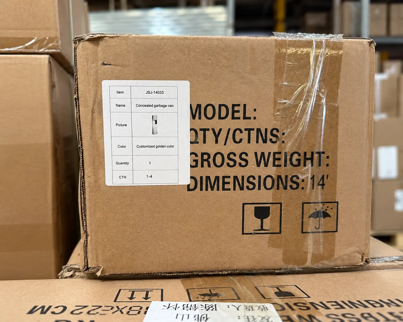 Bathroom vanity packaging identification and shipping quality control