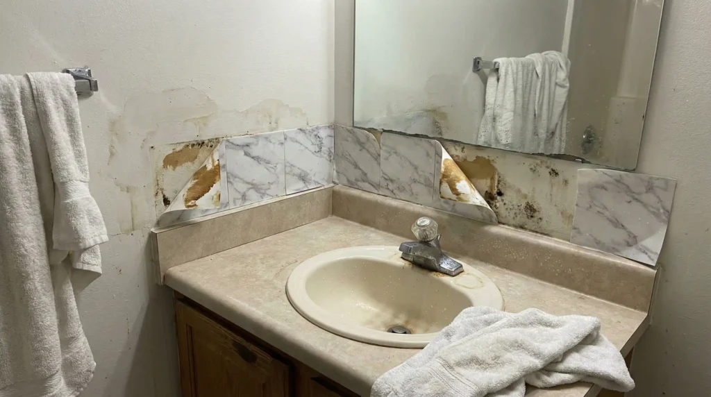 Comparison between durable hotel vanity backsplashes and cheap peel and stick tiles for hospitality projects.