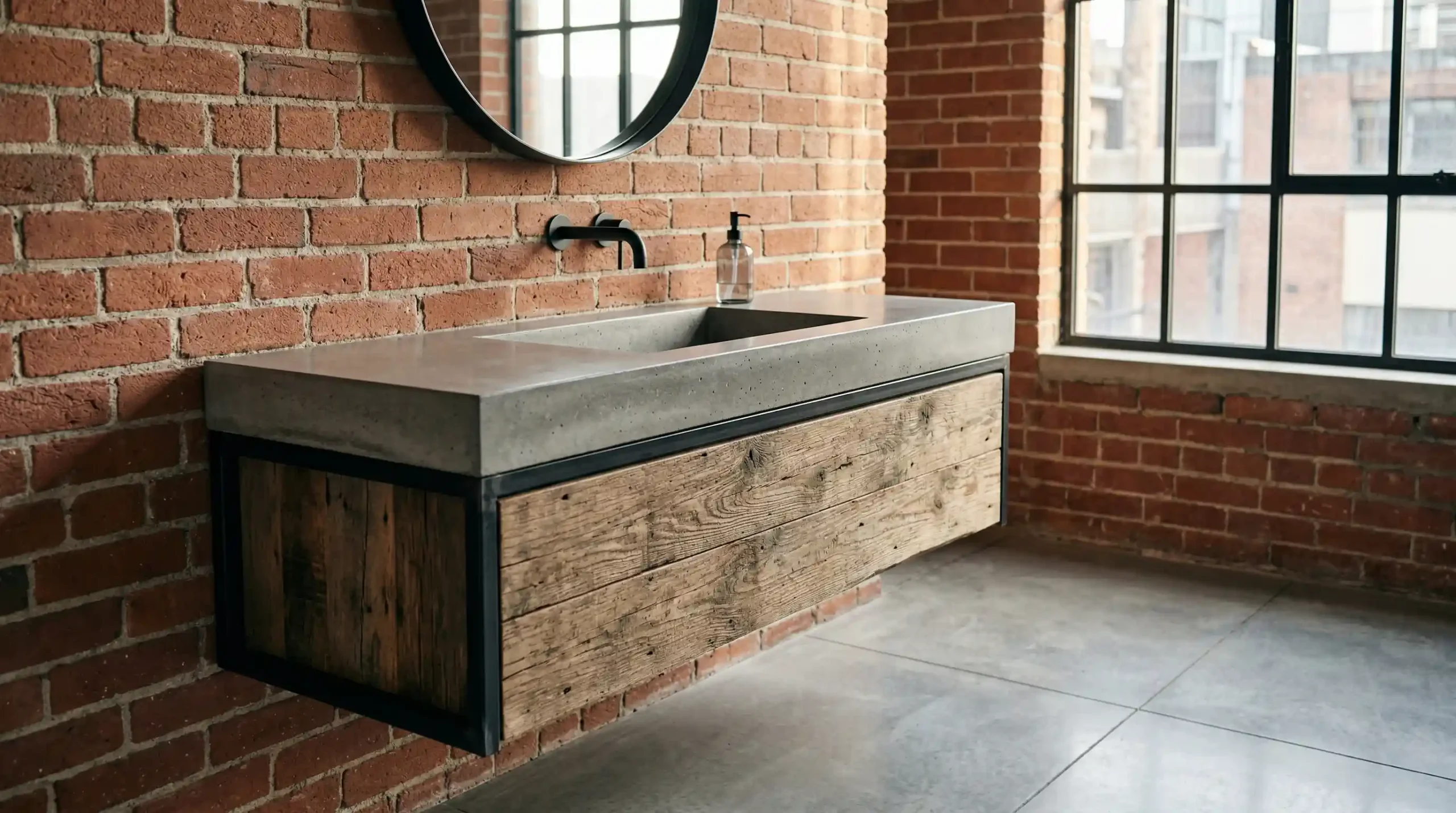 Industrial and Rustic Moisture-Resistant Bathroom Vanity for Resort and Coastal Projects