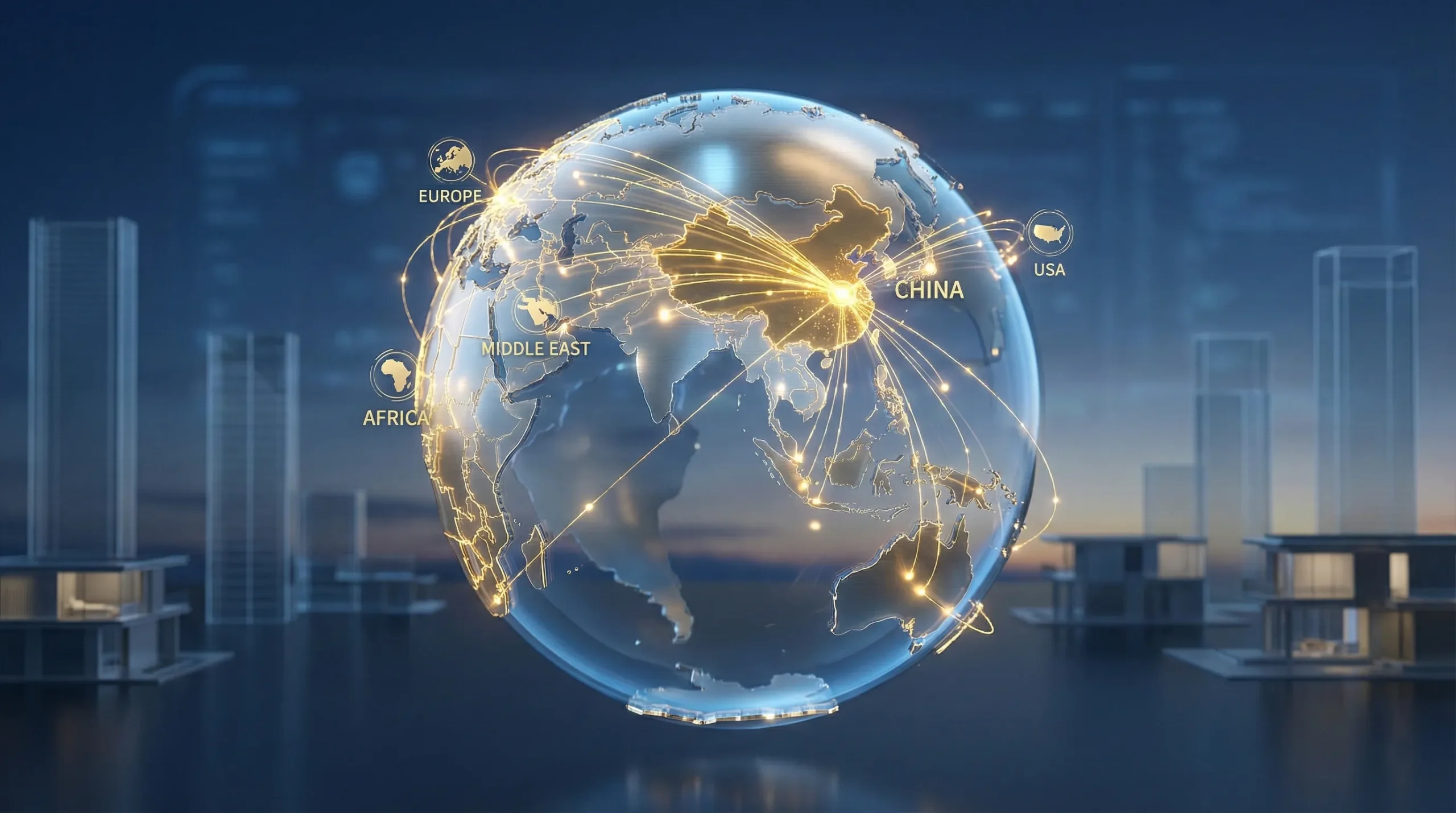 George Build Shop global presence map showing projects in 120+ countries including Africa and USA