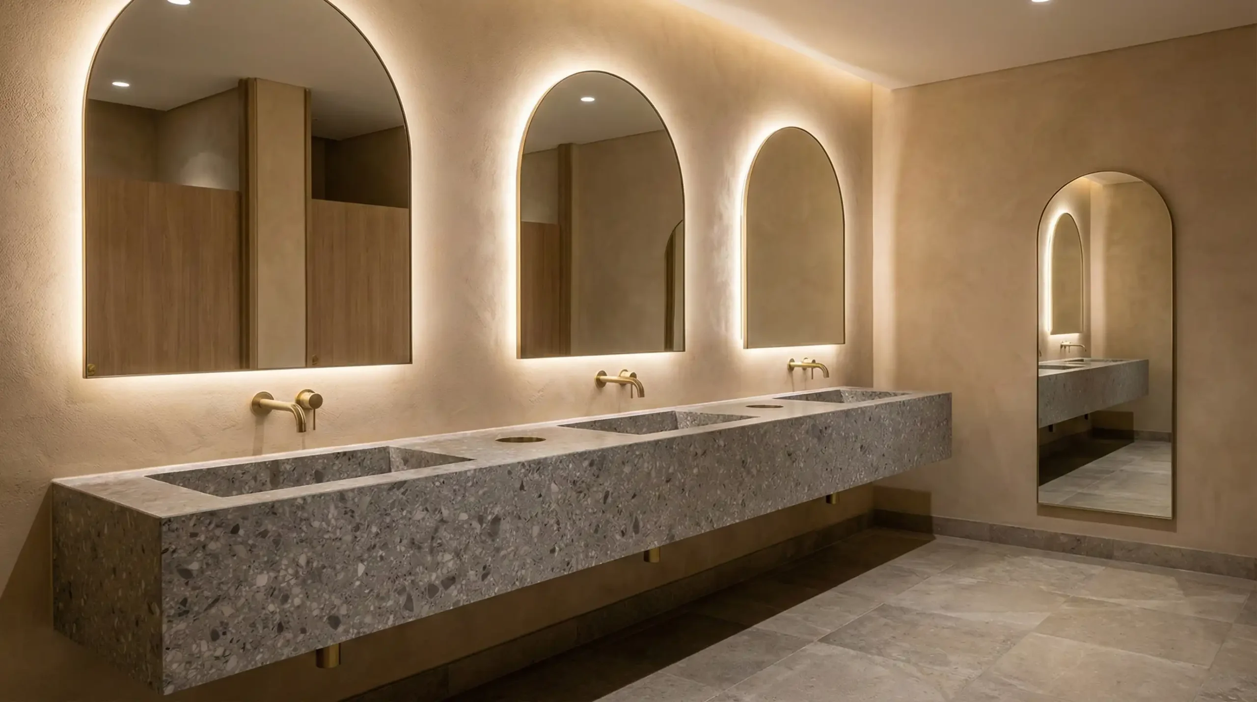 Commercial bathroom vanity with sink for large projects