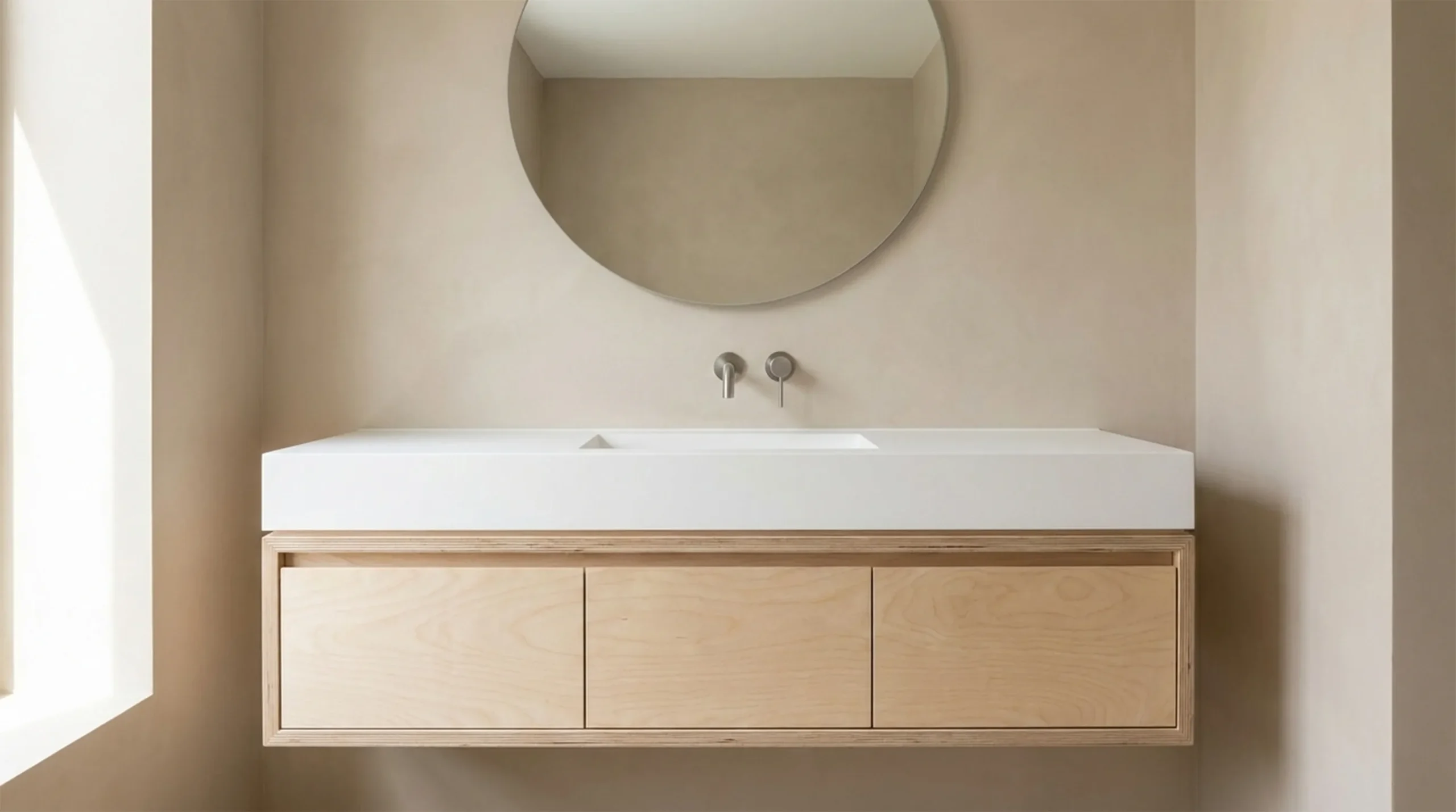 Plywood bathroom vanity moisture resistant construction