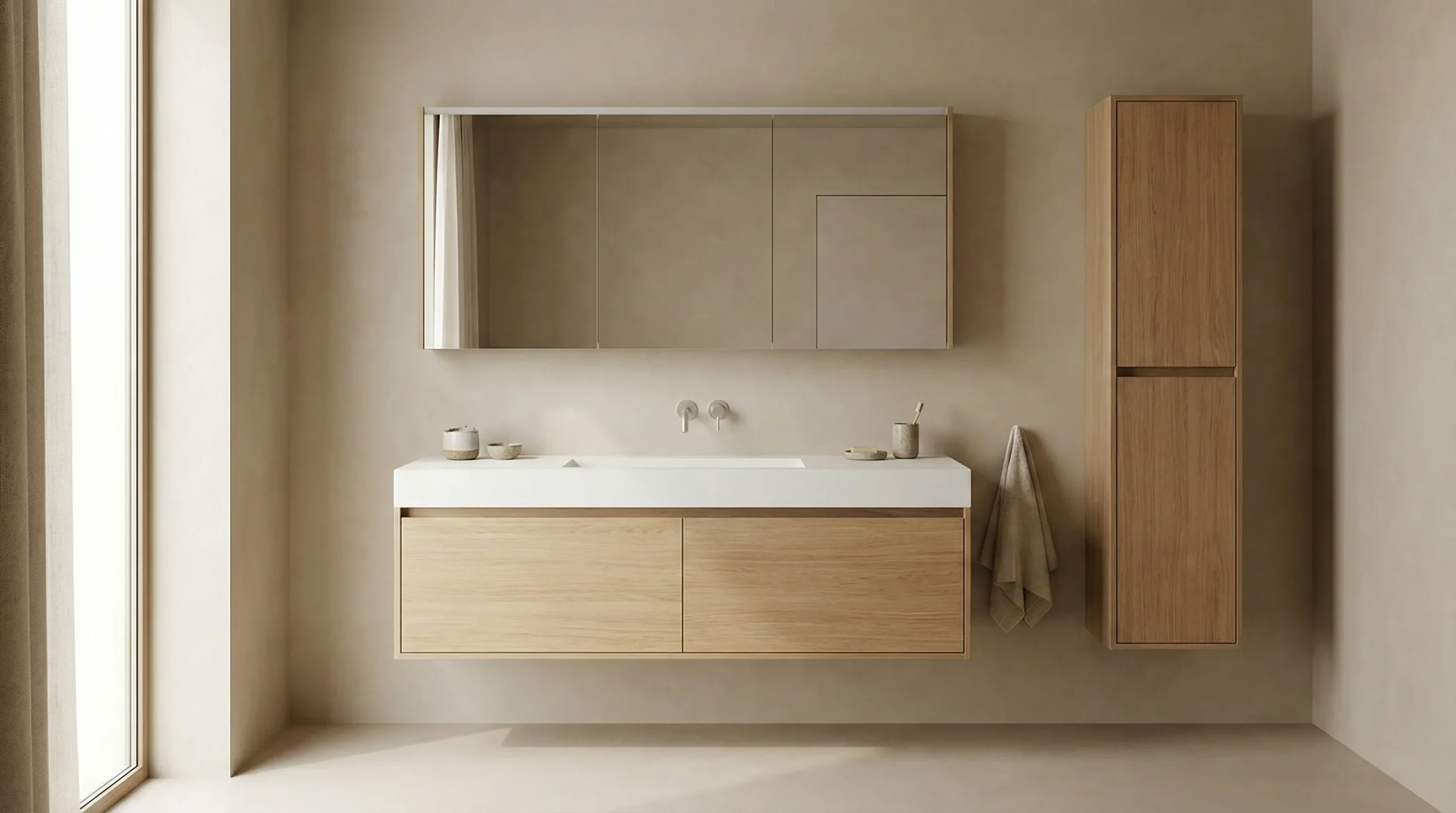 Complete bathroom cabinet set for high-rise condos