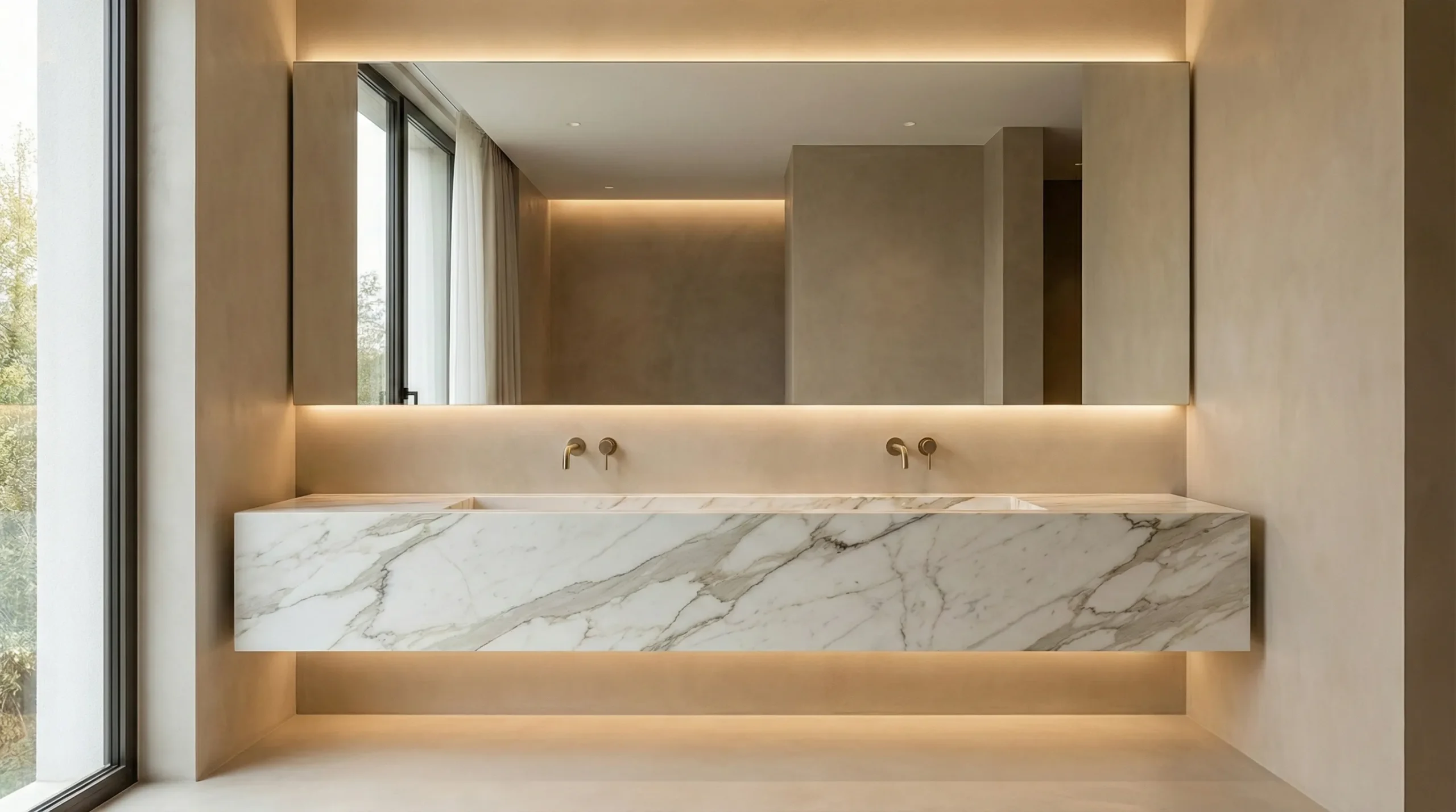 Floating marble bathroom vanity modern design