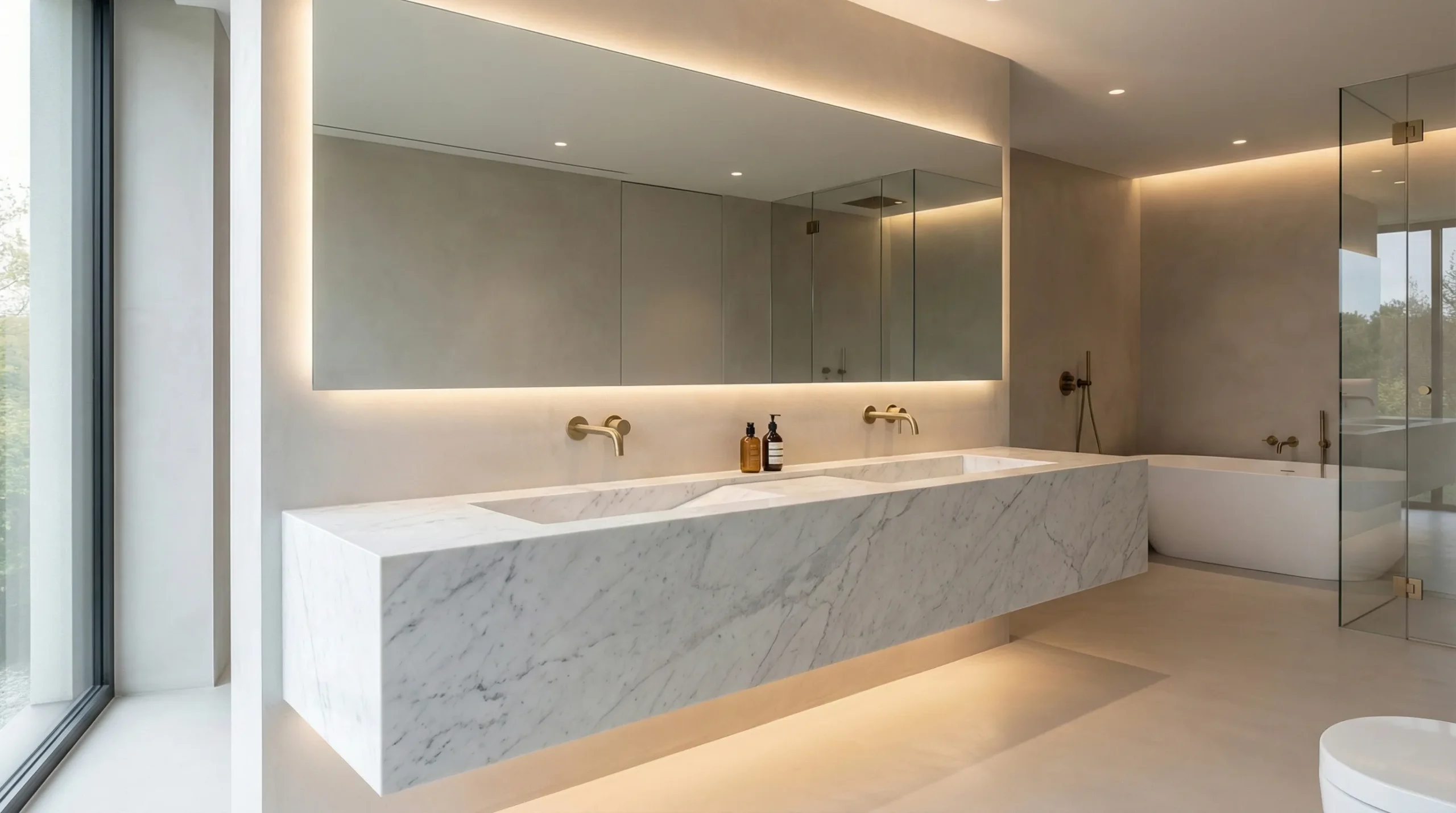 Carrara marble bathroom vanity classic Italian style