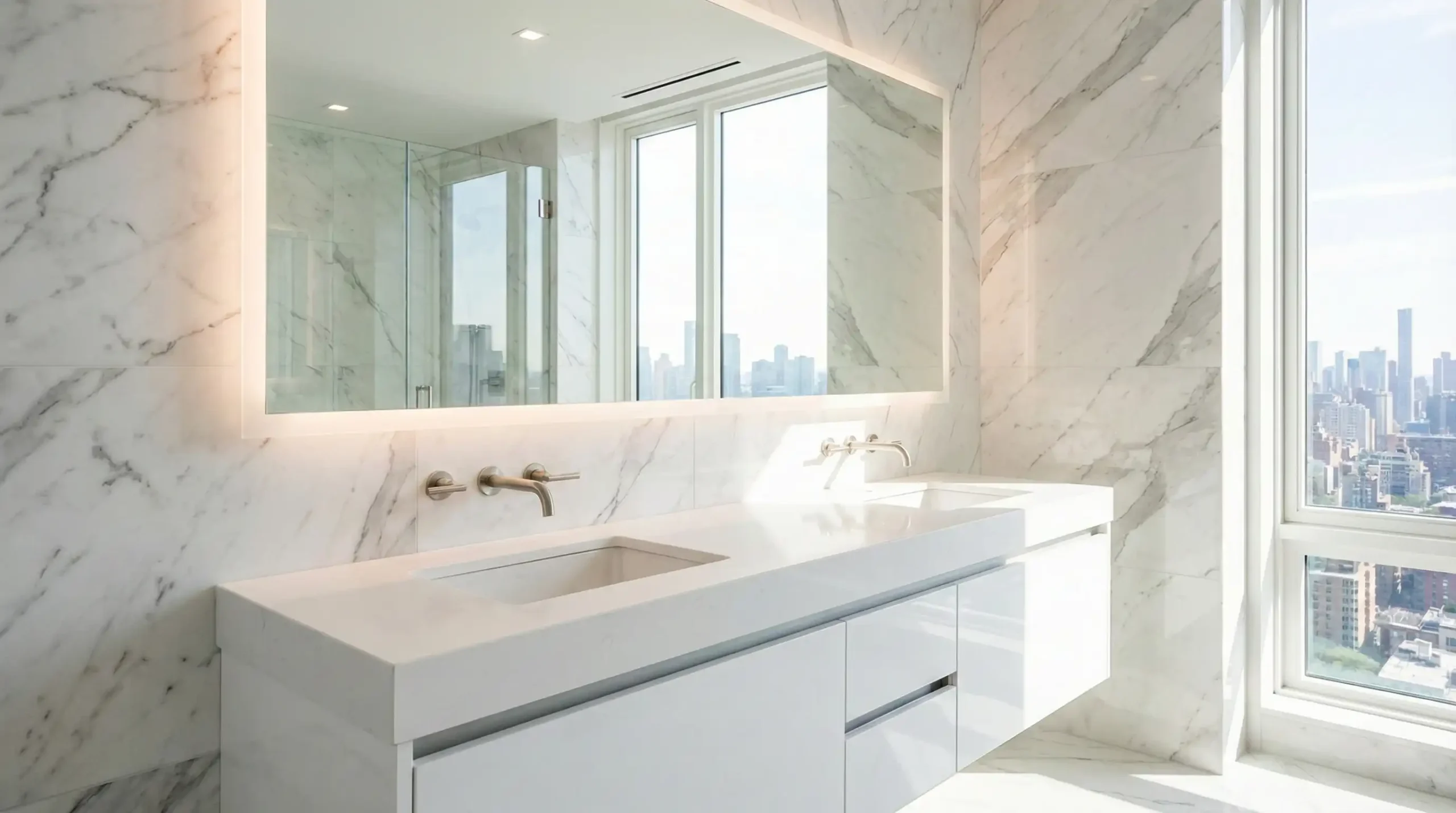 White double bathroom vanities moisture resistant for resorts