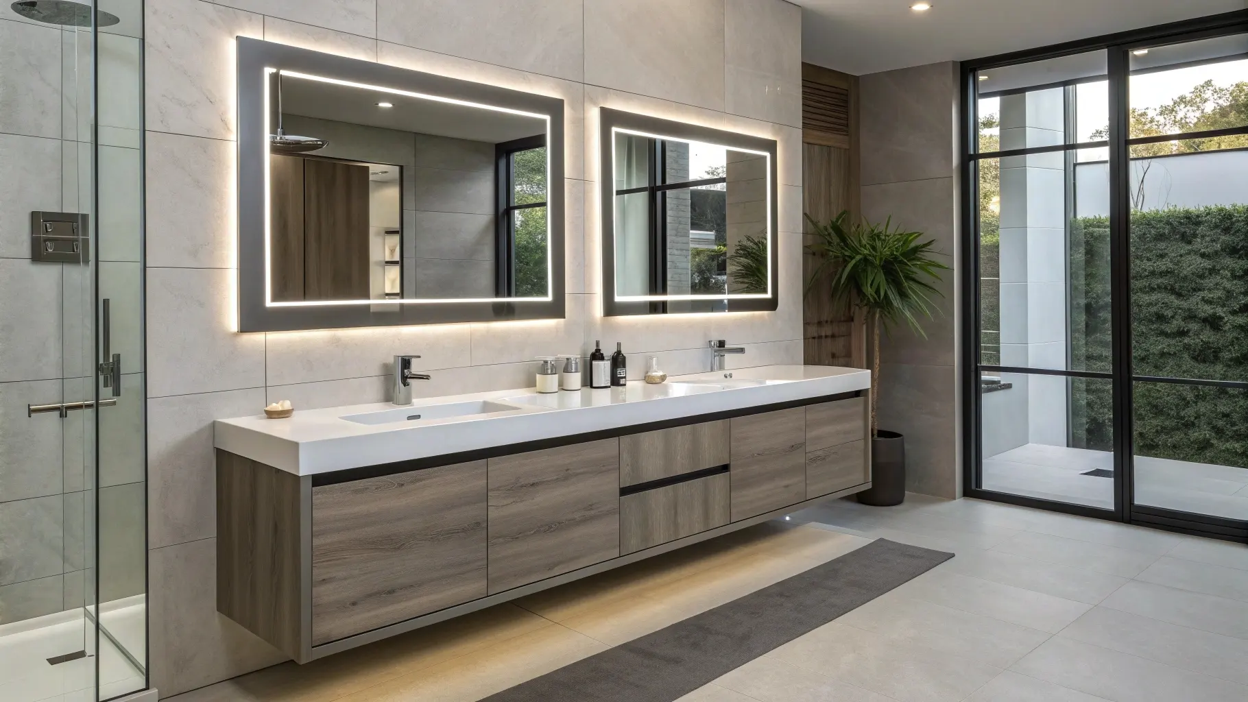 Double bowl bathroom vanities for 5-star urban hotels