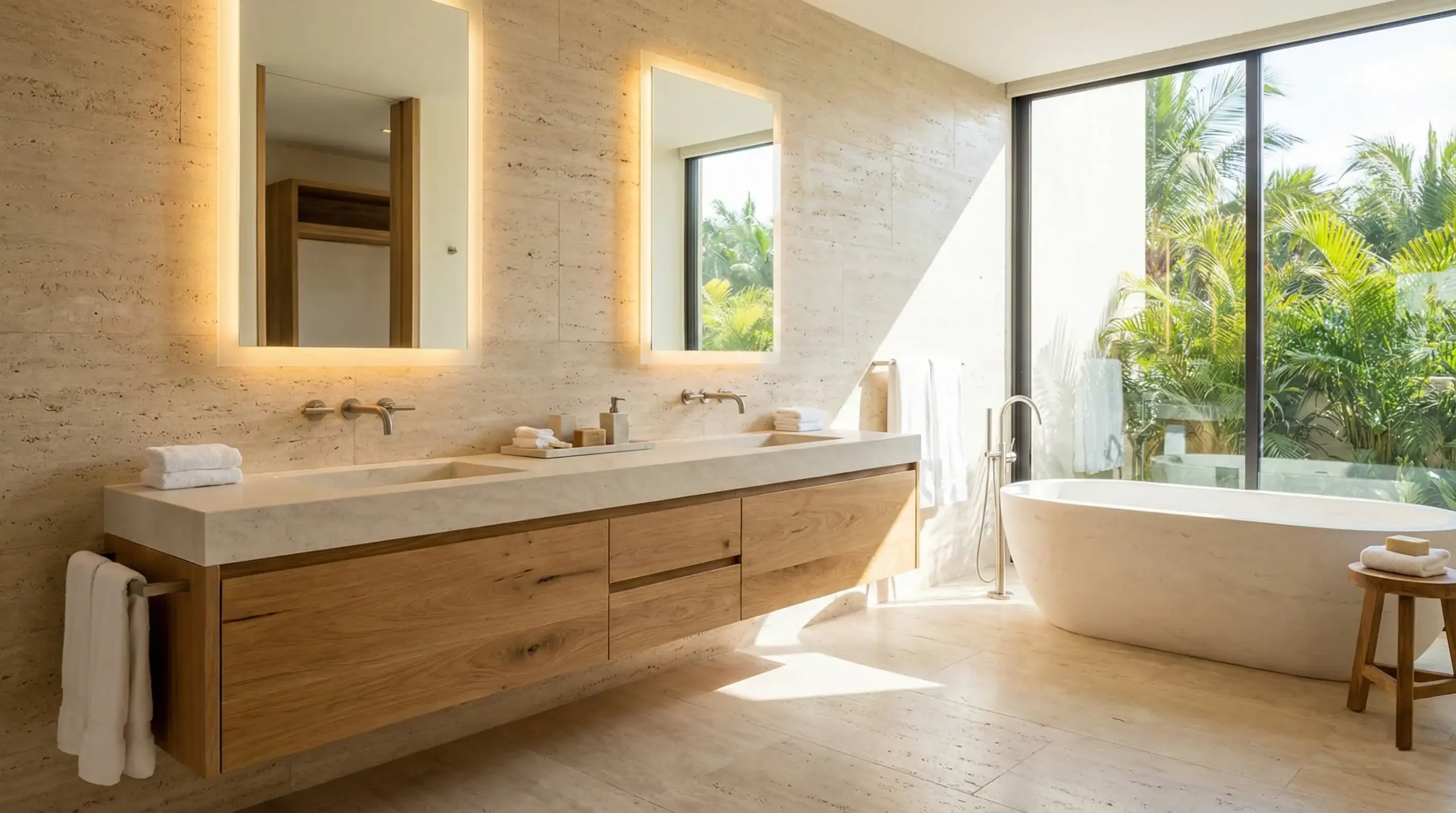 Double solid wood bathroom vanities premium quality for real estate projects