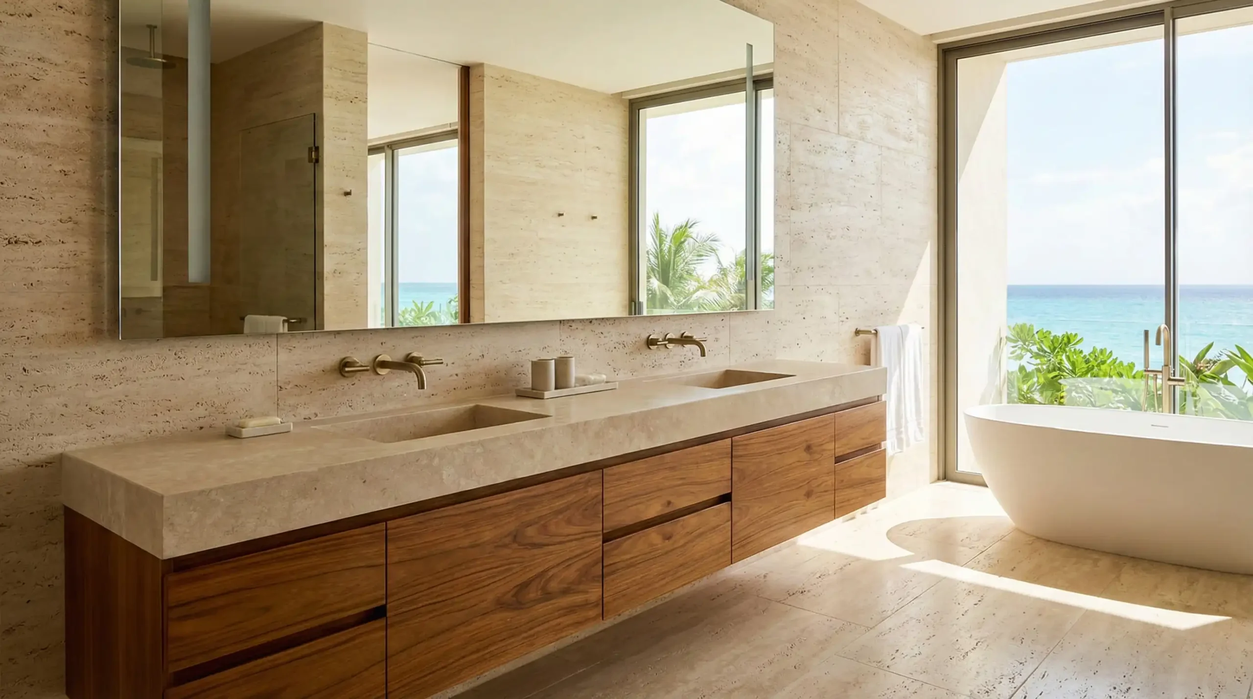 Teak Wood Bathroom Vanity moisture resistant for resorts