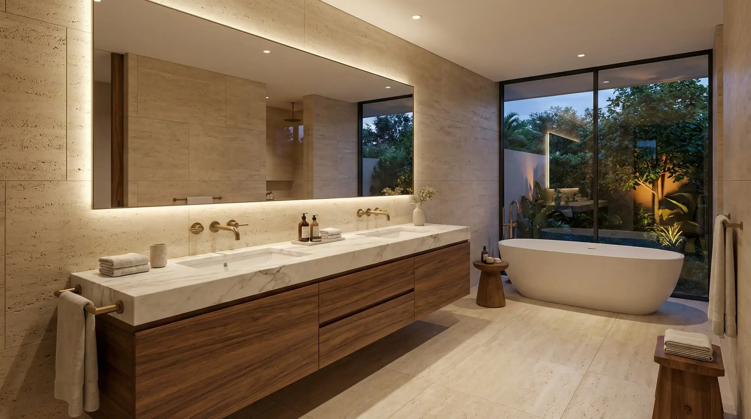 Walnut bathroom vanity sophisticated appeal for luxury apartments