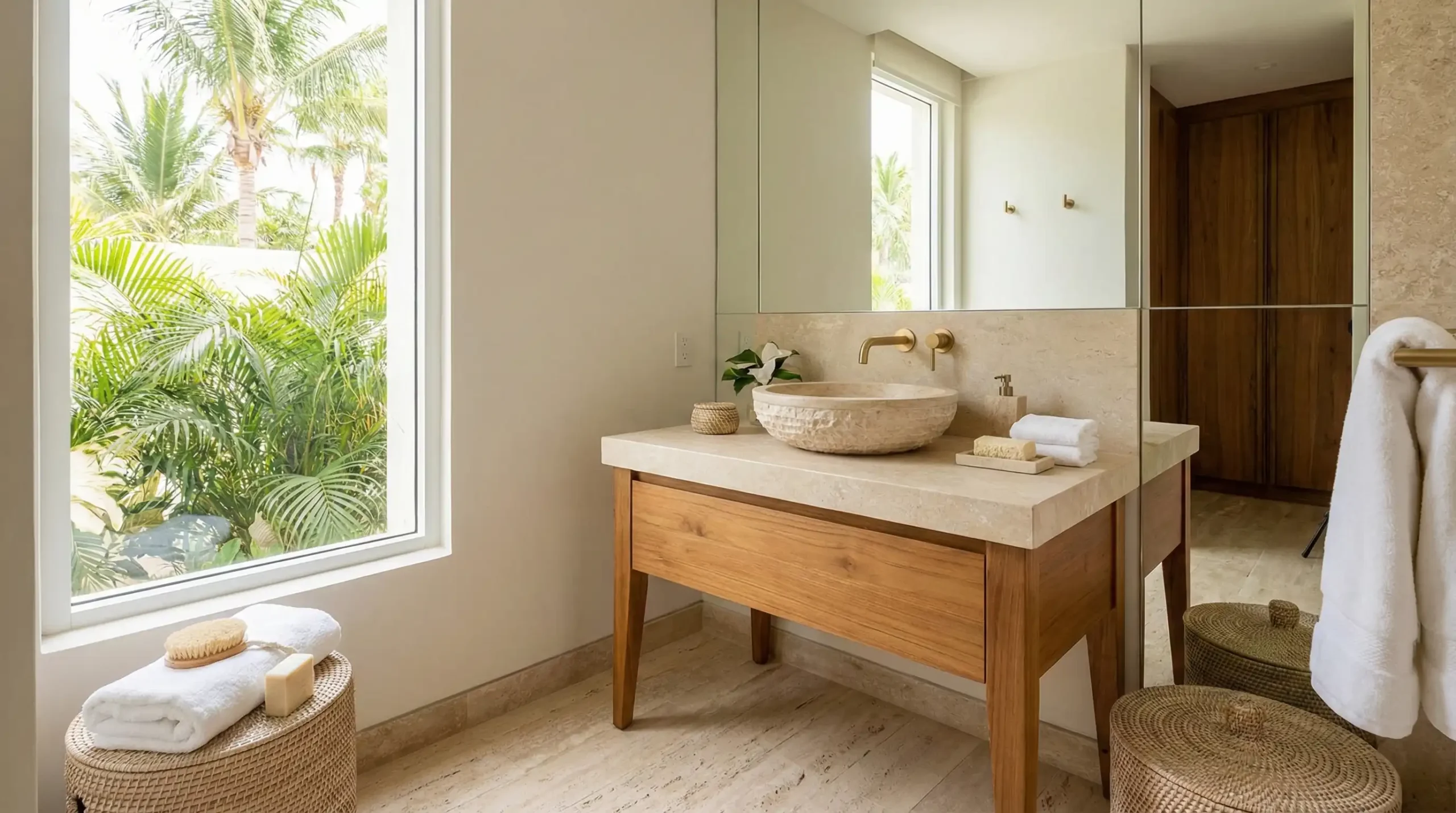 Freestanding small bathroom vanity space saving solution