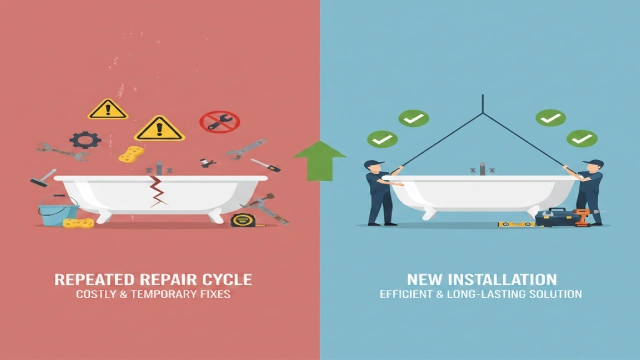 Bathtub crack repair versus replacement cost comparison for commercial hotels