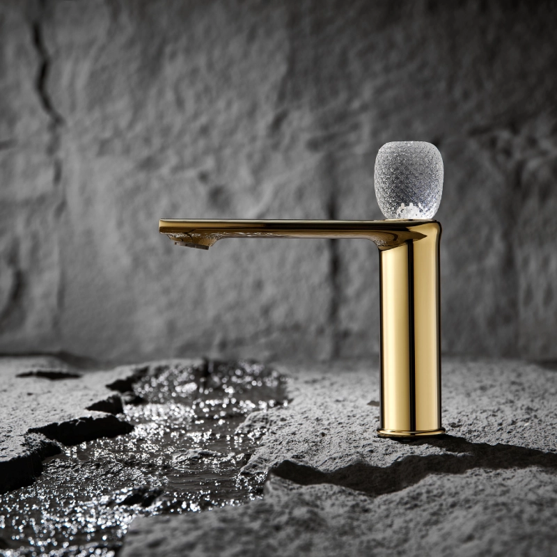 906-11GJ Crystal Switch Hot and Cold Single Hole Basin Faucet