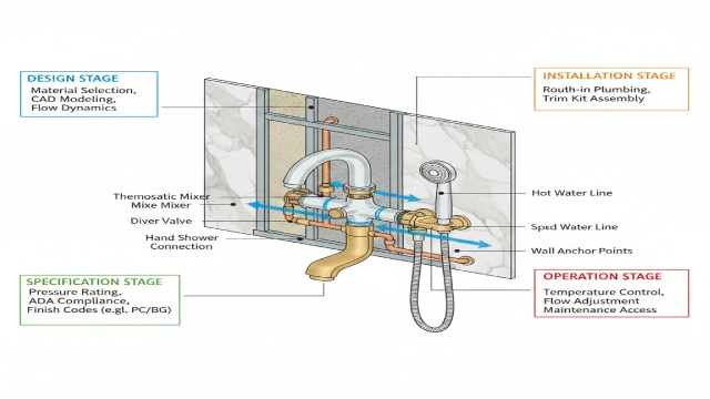 Hotel bathtub faucet system interface diagram showing plumbing, water pressure, and installation layers