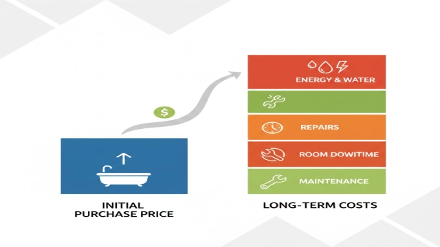 Lifecycle cost comparison of commercial whirlpool bathtubs showing maintenance, downtime, and long-term operational costs