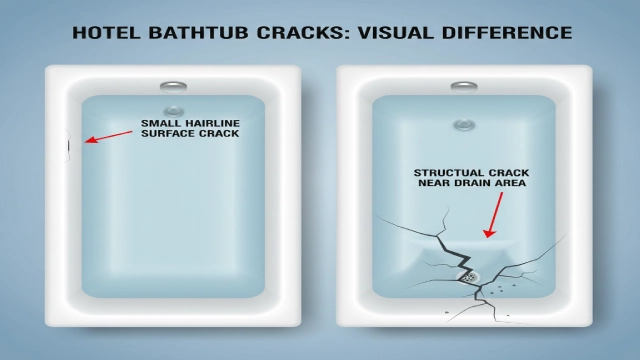 Types of bathtub cracks in hotels surface hairline crack vs structural drain crack