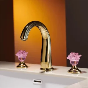 41611 Crystal Rose Double Handles Widespread Deck-mounted Basin Faucet