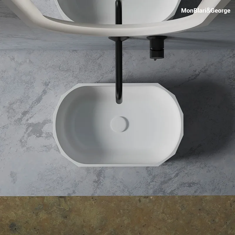 Artisan hand-finished velvet-matte sink surface offering a porcelain-smooth, hygienic tactile experience.