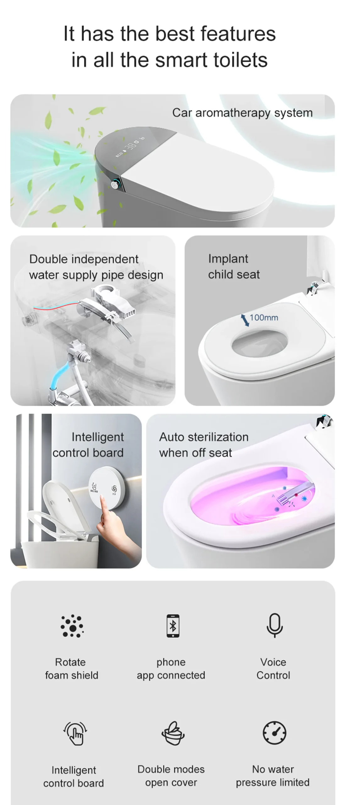 G7 Chic White One-piece Smart Toilet with UV Sterilization and Female Washing for Hotel and Resort Project 5