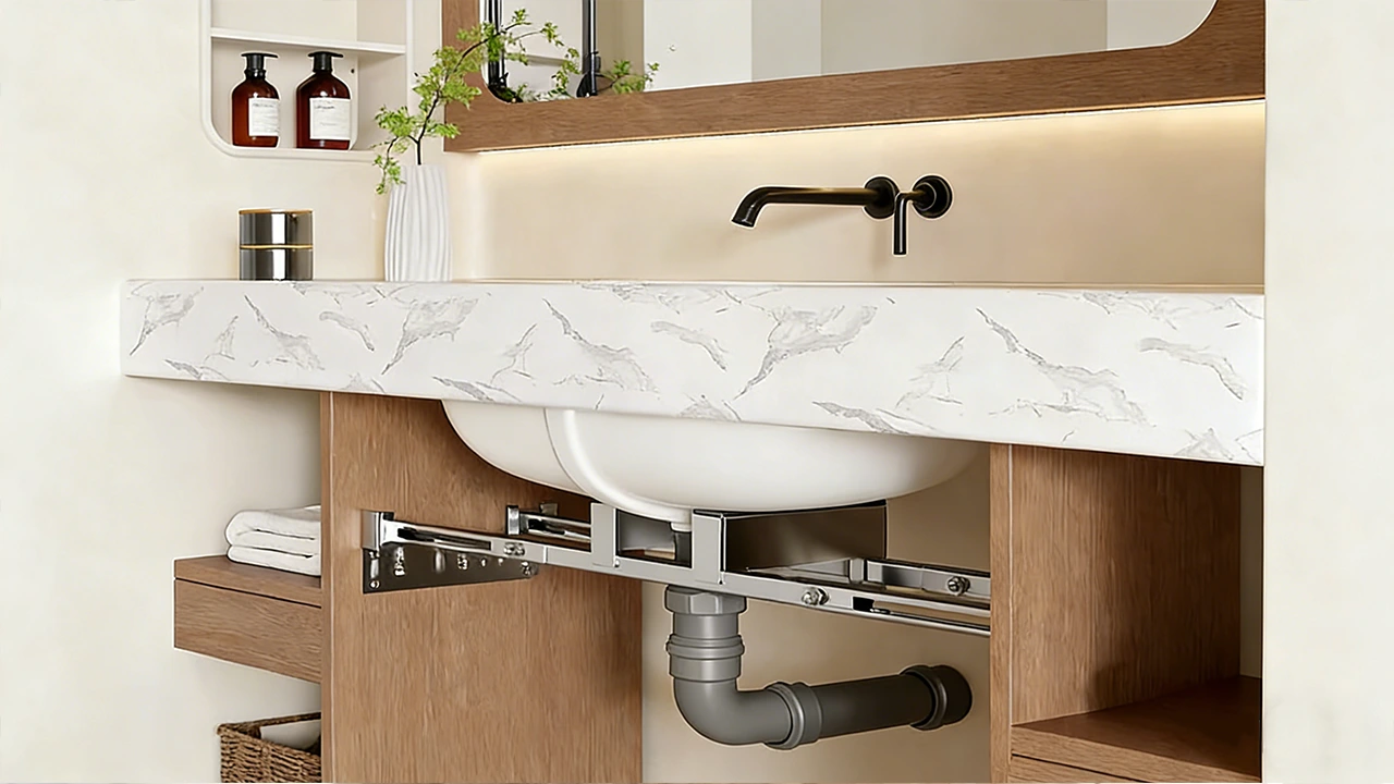 Undermount sink bracket installation allowing for easy sink replacement without removing the expensive hotel vanity top.