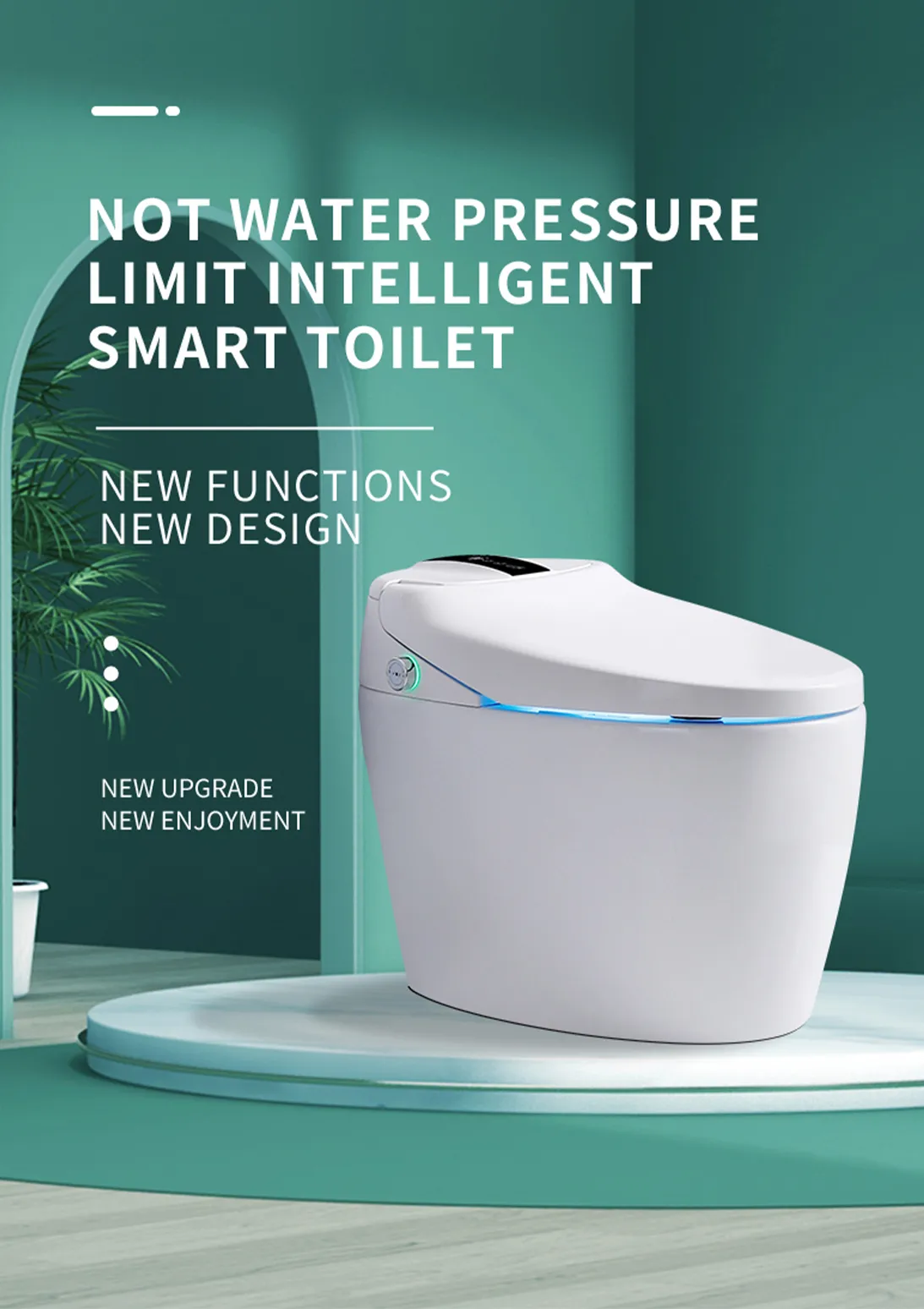 33A White Freestanding Bathroom Smart Intelligent Toilet with Touchless Operation for Resort Project 7