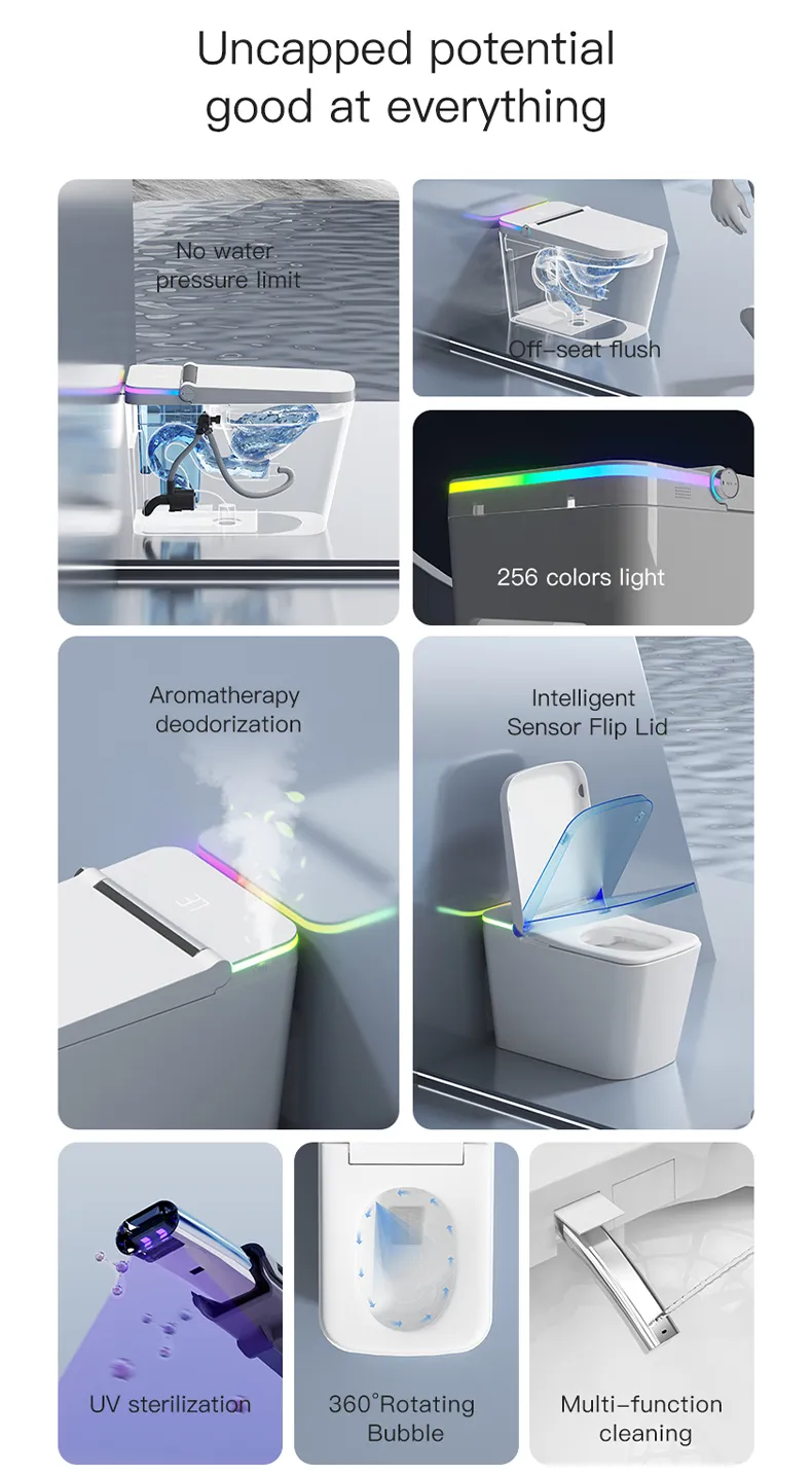 F5 Tankless Bathroom Smart Toilet with Seat Heating, Foam Shield and Warm Air Drying 12