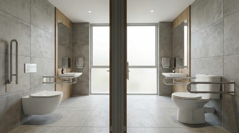 comparison of ada toilet height for wall hung and floor mounted toilets