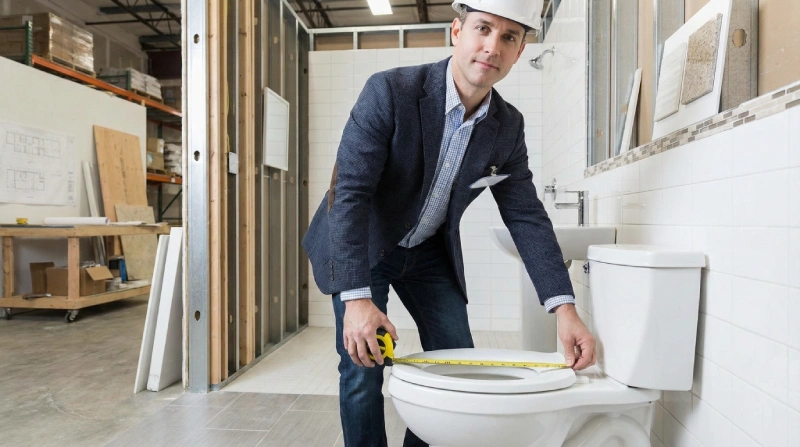 mockup verification of ada toilet height before hotel installation