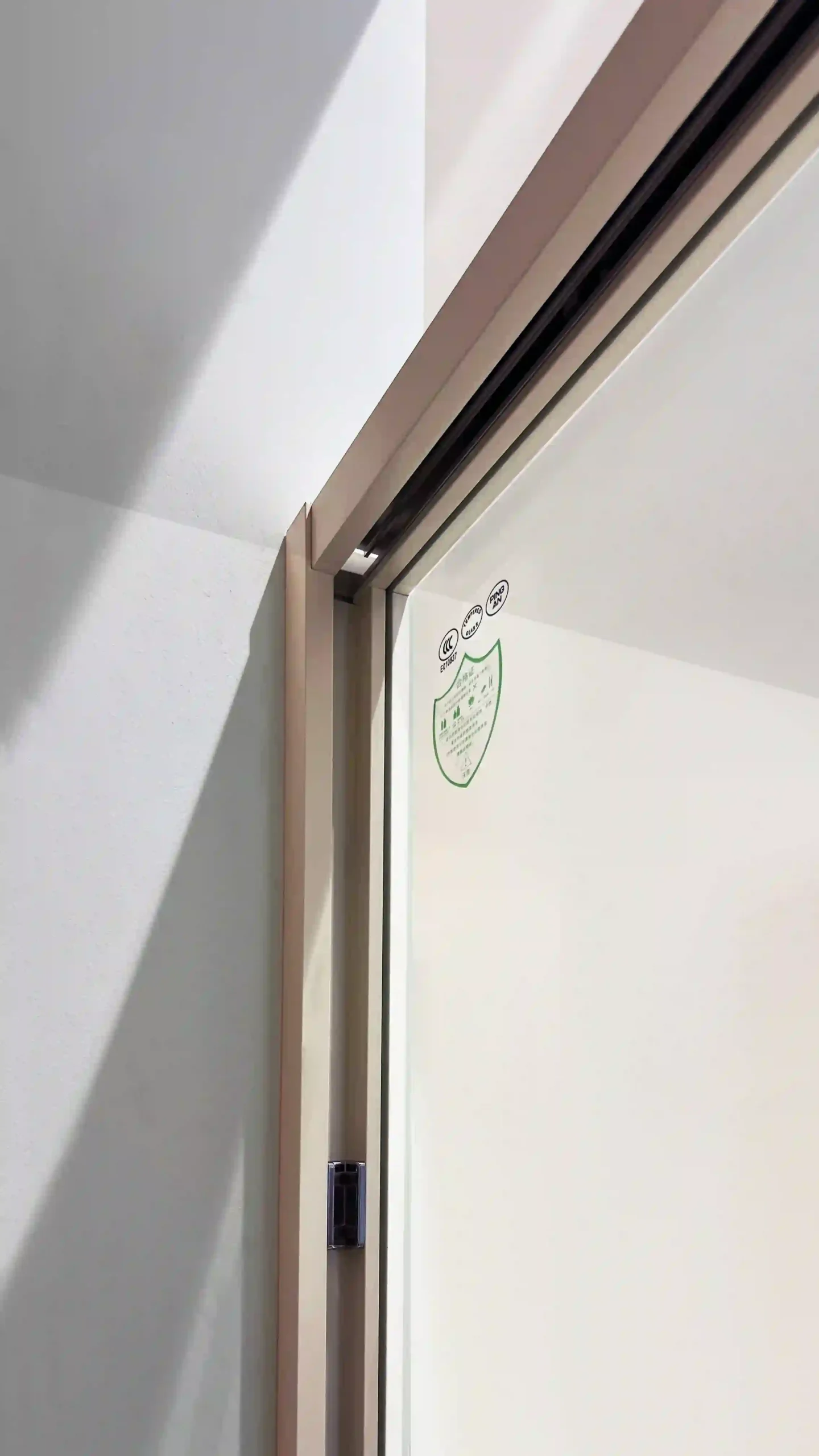 PS19811 brushed nickel 2-panel sliding shower door with concealed 2-track 8-wheel system, smooth gliding, low-threshold sill, PVC waterstop, and clear tempered glass.