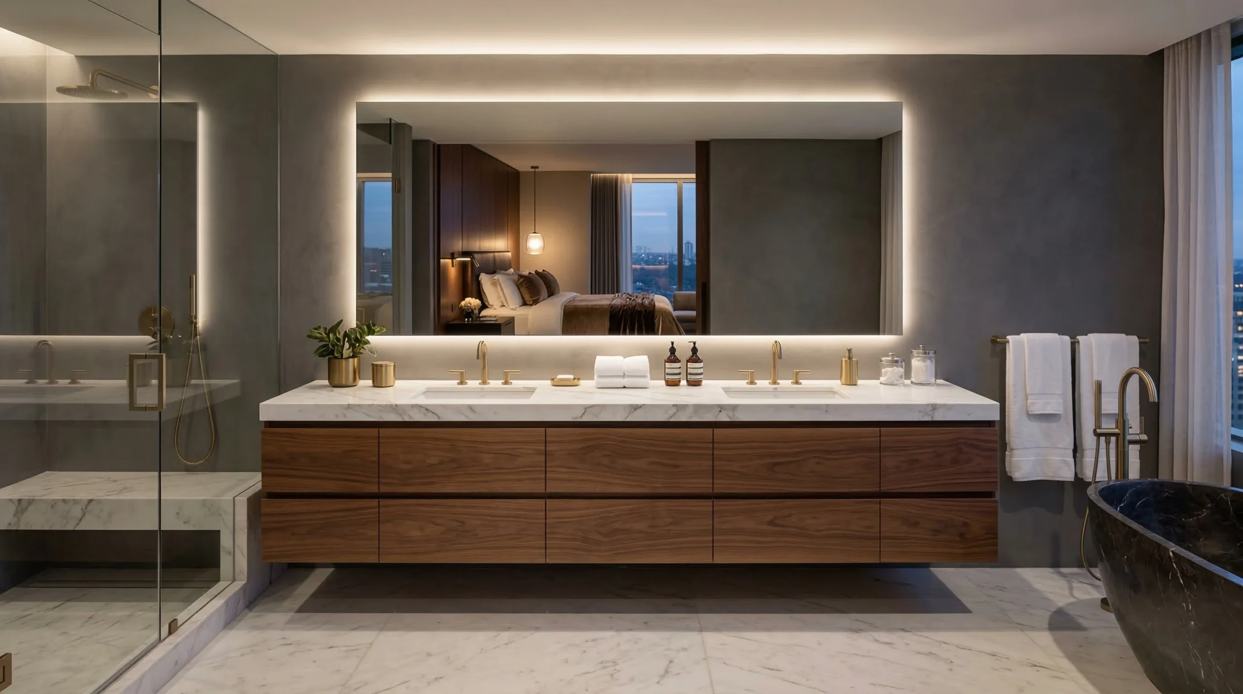 Contract-Grade Solid Wood Vanities with waterproof coating for High-Traffic Hotels