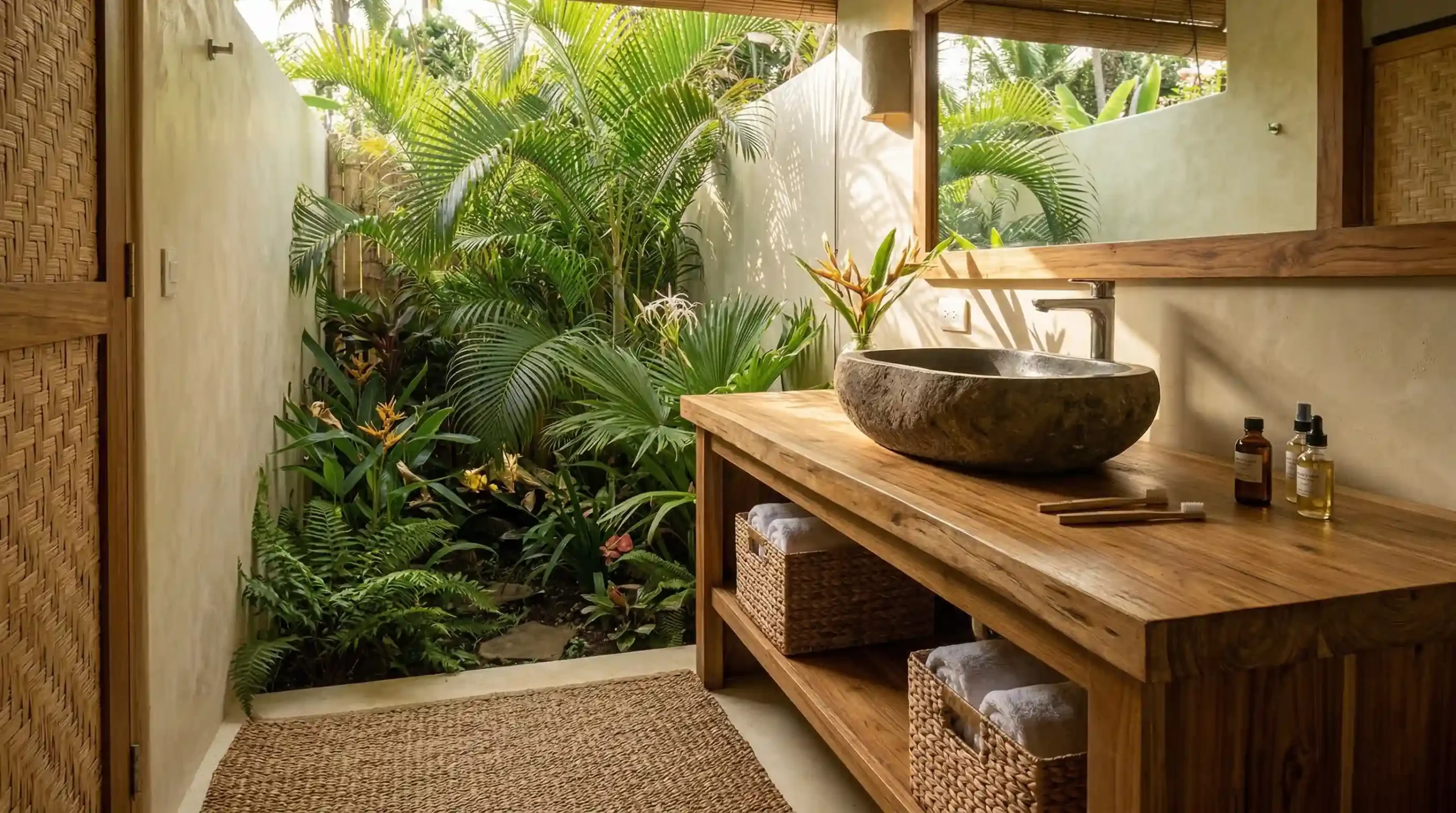 FSC-certified Eco-Conscious Real Wood Vanities for Tropical and Coastal Resorts