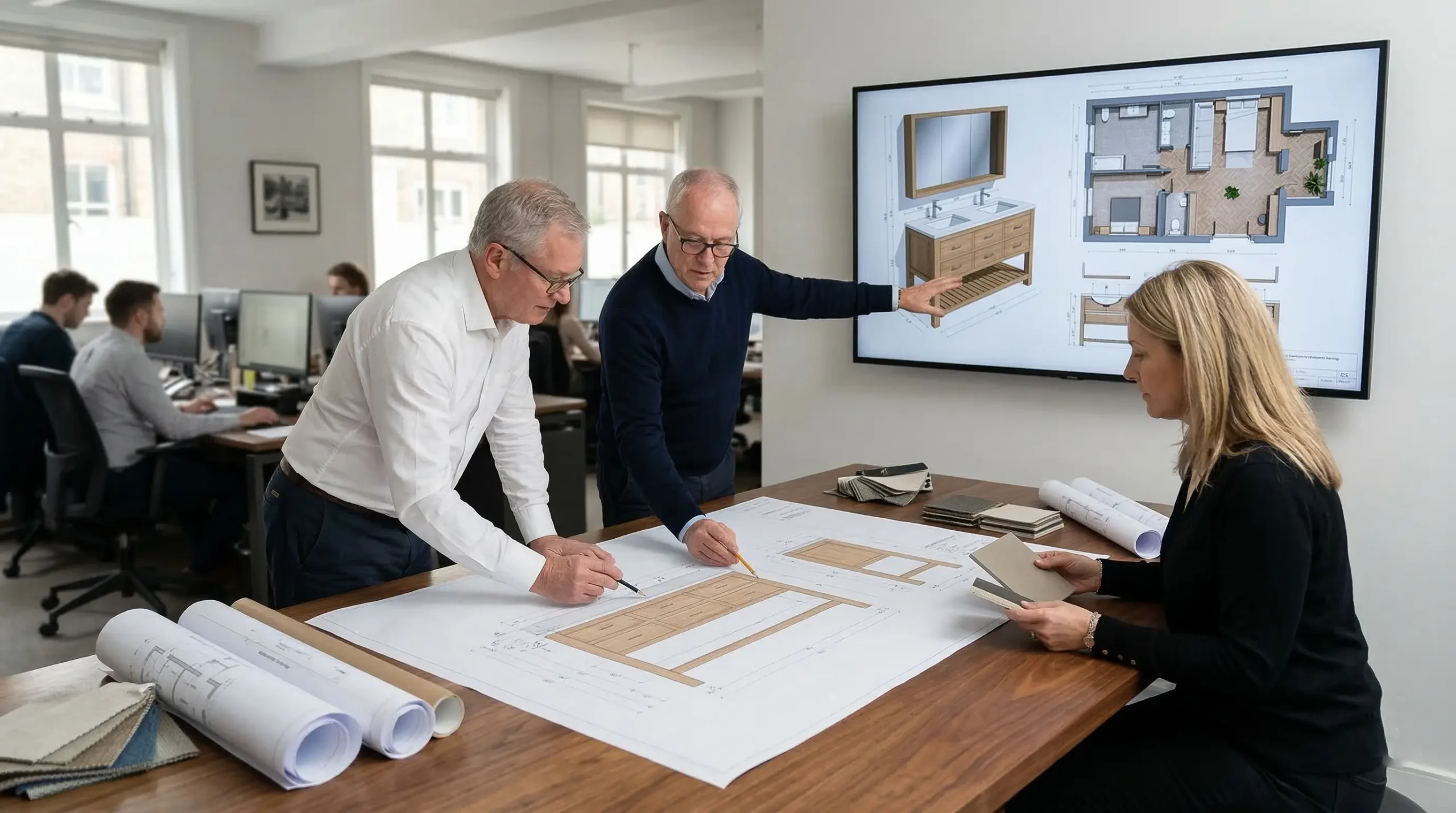 Bespoke design and 1:1 technical 3D visualization for real wood bathroom vanities