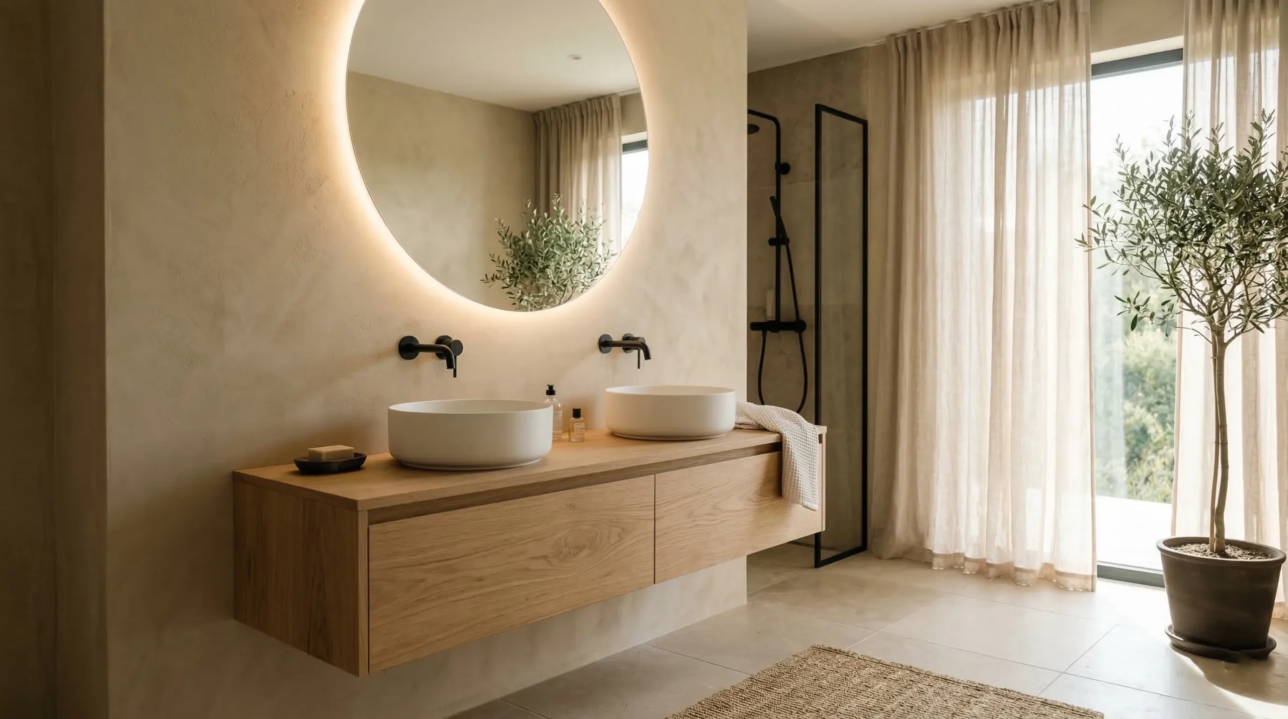 Premium Real Wood Bathroom Vanities for Luxury Hotel and Resort Projects