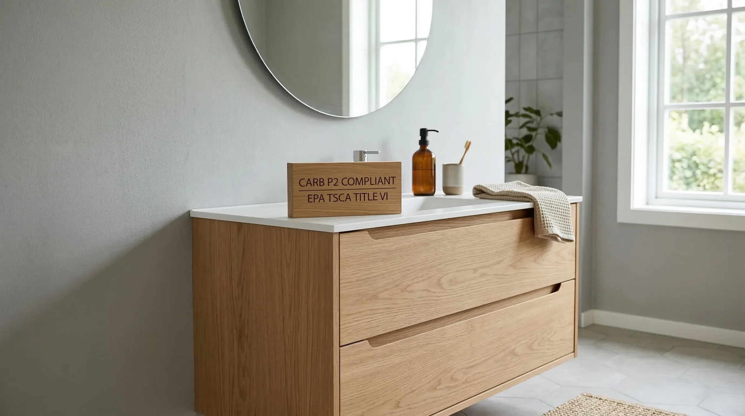 CARB P2 and EPA Certified Low VOC Real Wood Bathroom Vanities