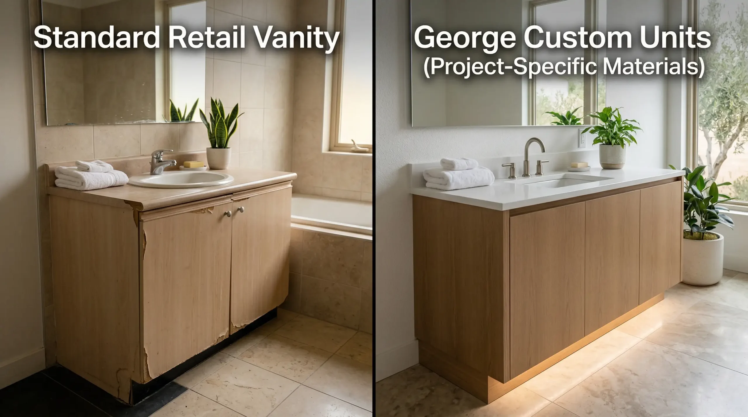Durable high-traffic custom bathroom vanity for resorts and apartments