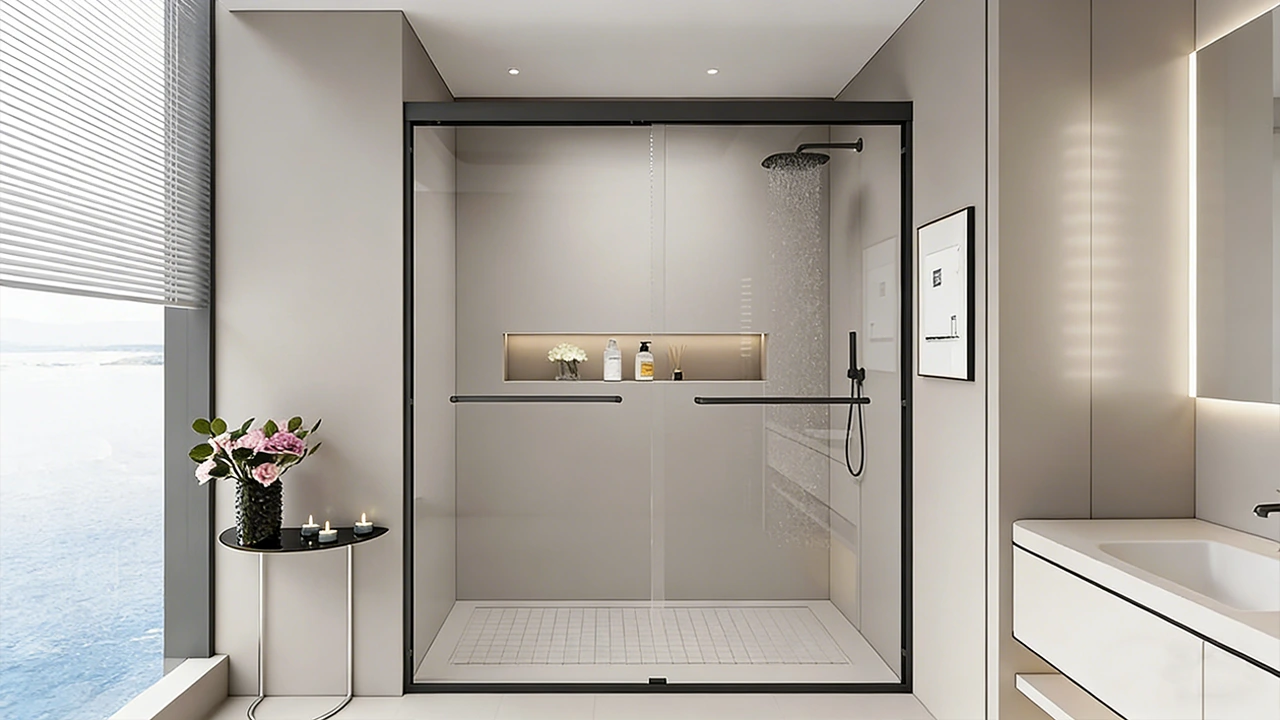 ANSI Z97.1 and EN 12150 certified tempered safety glass for hotel shower doors, ensuring commercial building code compliance and guest protection