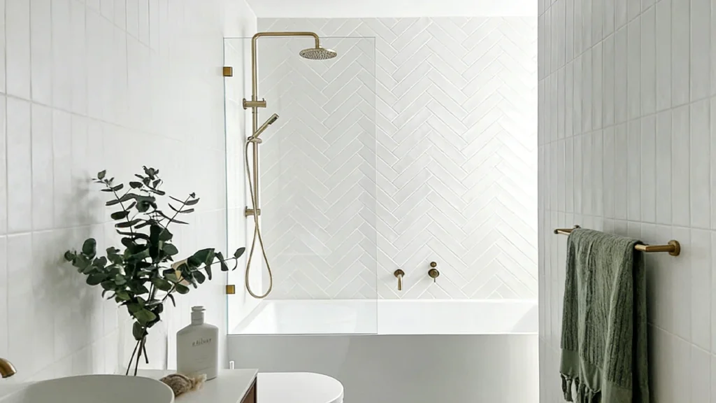 Frameless 10mm tempered half glass bathtub panel for boutique hotel renovations, creating a modern, open-space feel.