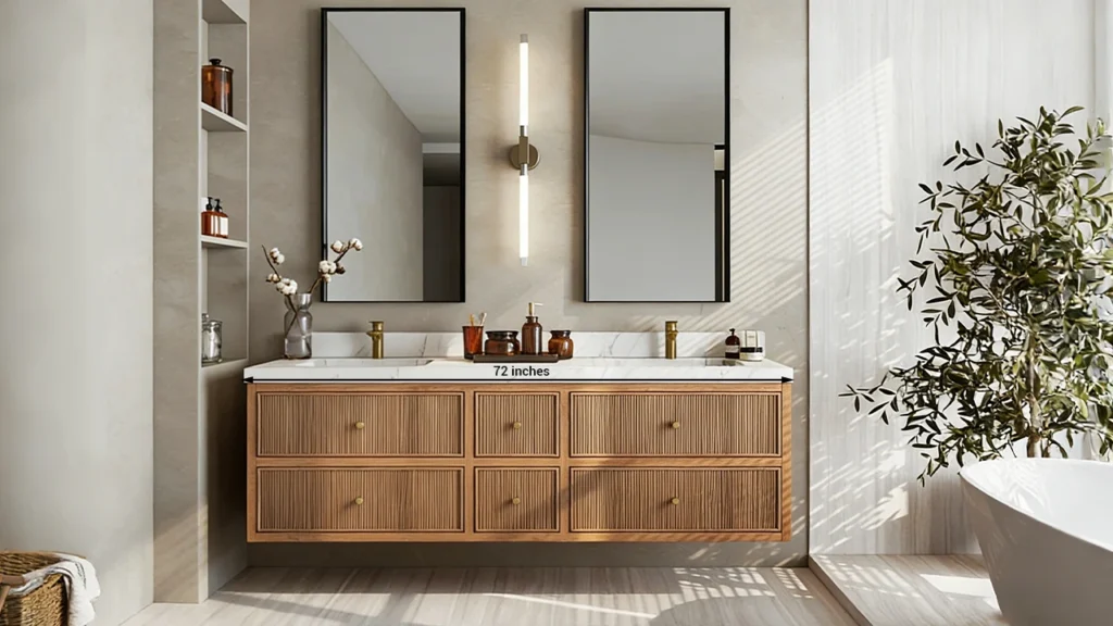Luxury 72-inch double vanity designed for five-star resort bathroom suites.