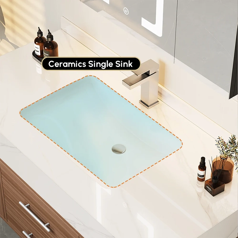 HW0001 Hotel Vanity: Seamless ceramic sink for easy cleaning & hygiene. High-performance luxury for hotels and resort projects.