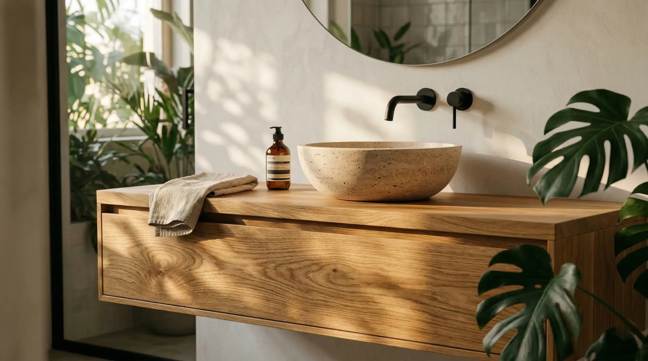 Custom oak bathroom vanity