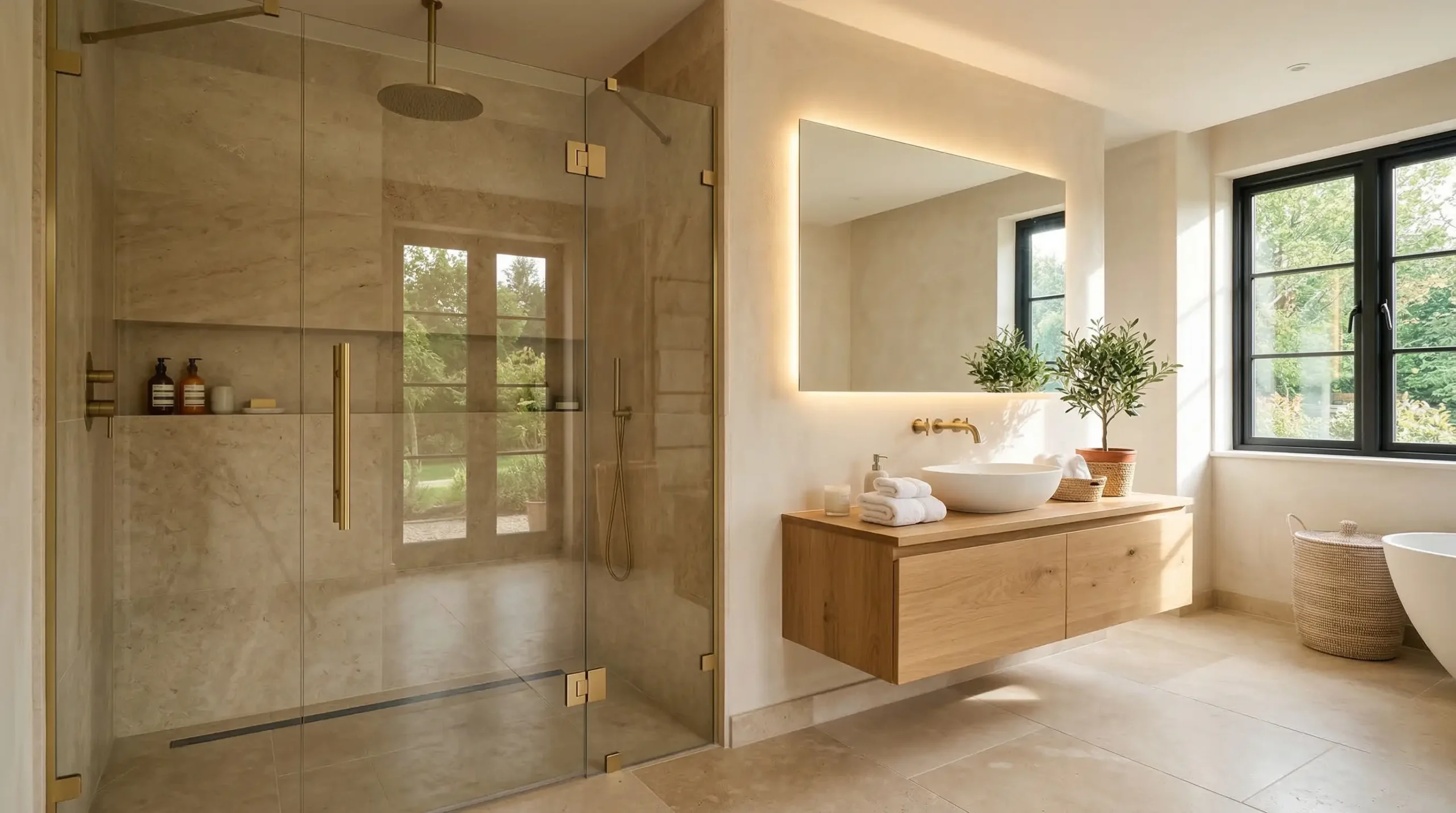 Hotel bathroom custom glass shower enclosures and installations