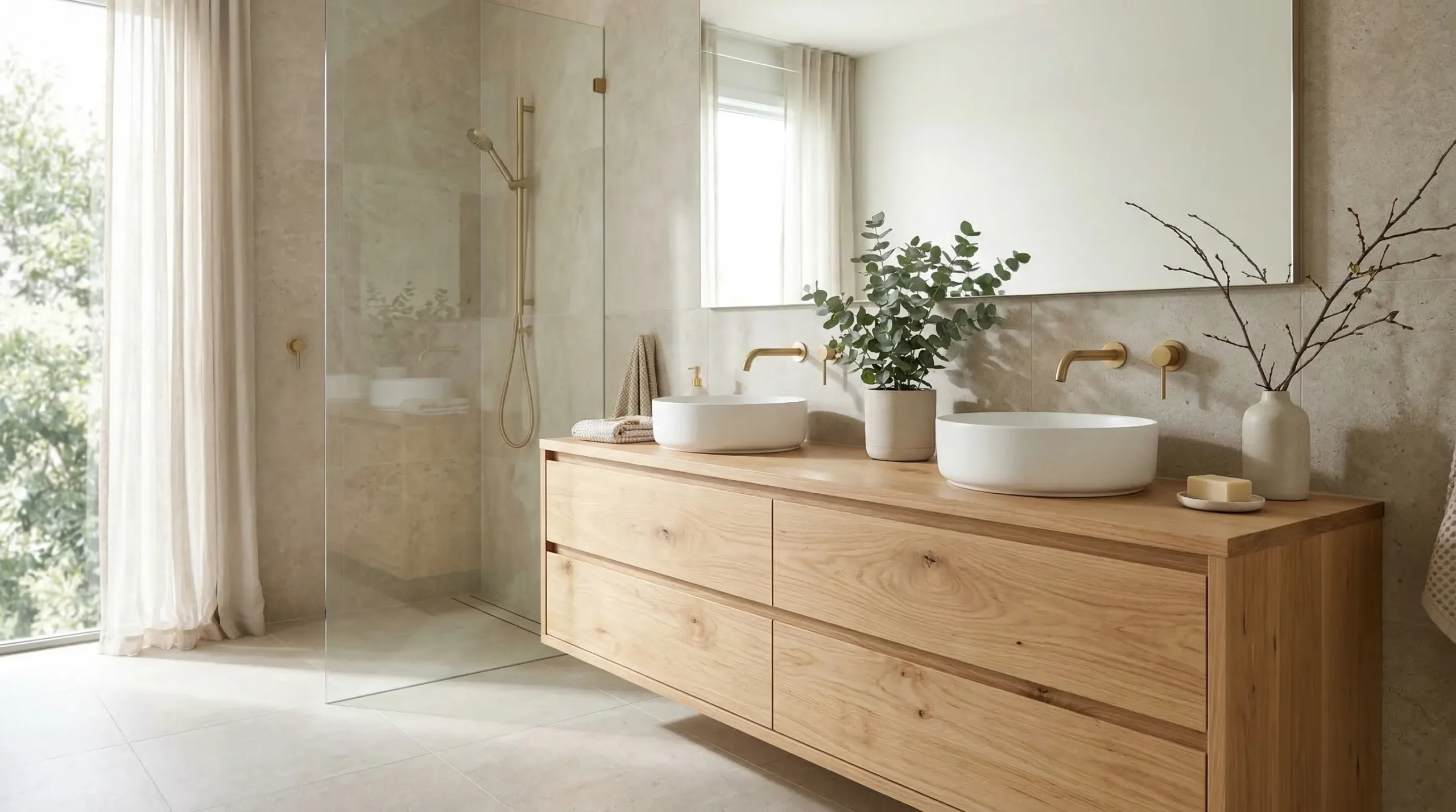 single oak bathroom vanity