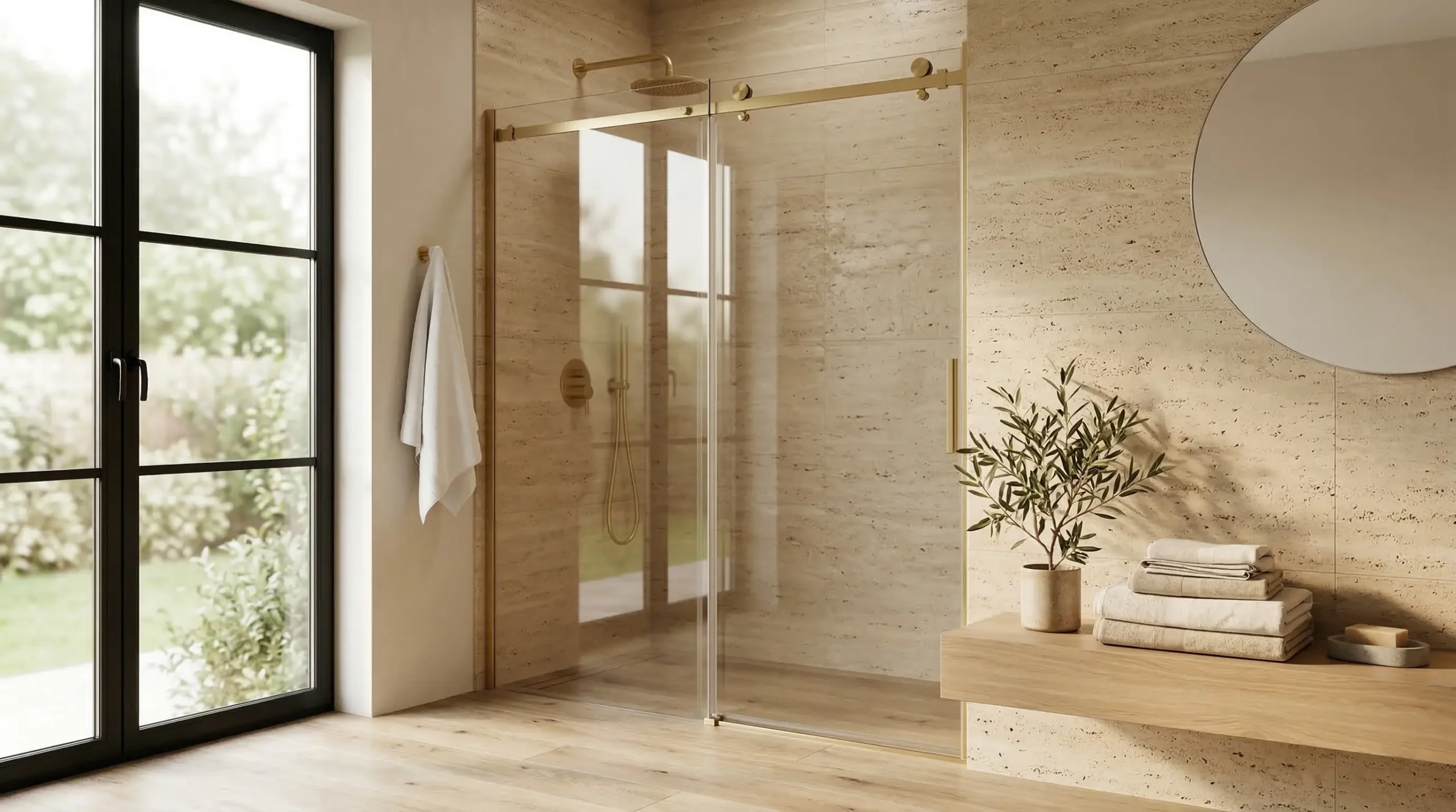 Heavy-duty double sliding shower doors for commercial use