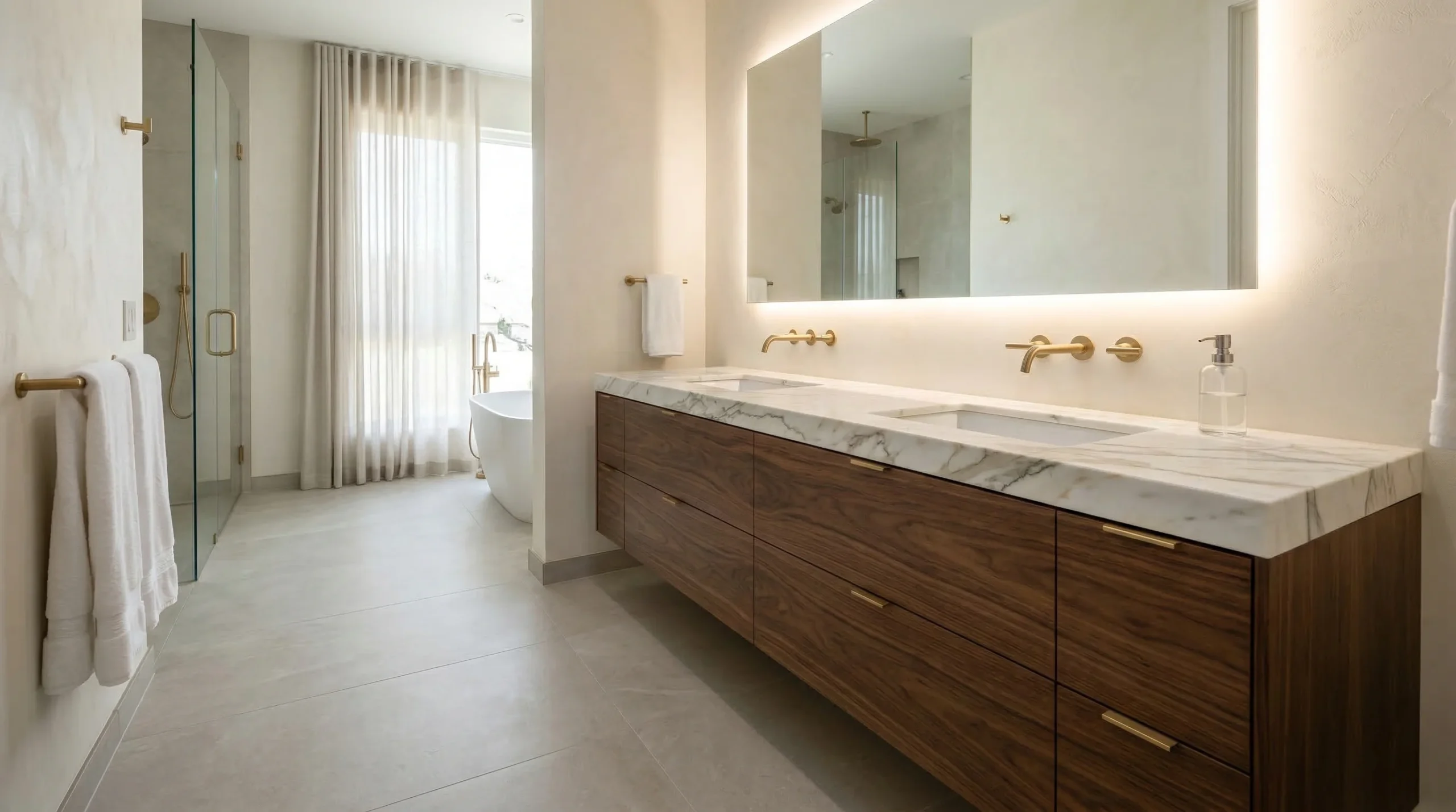 modern walnut bathroom vanity