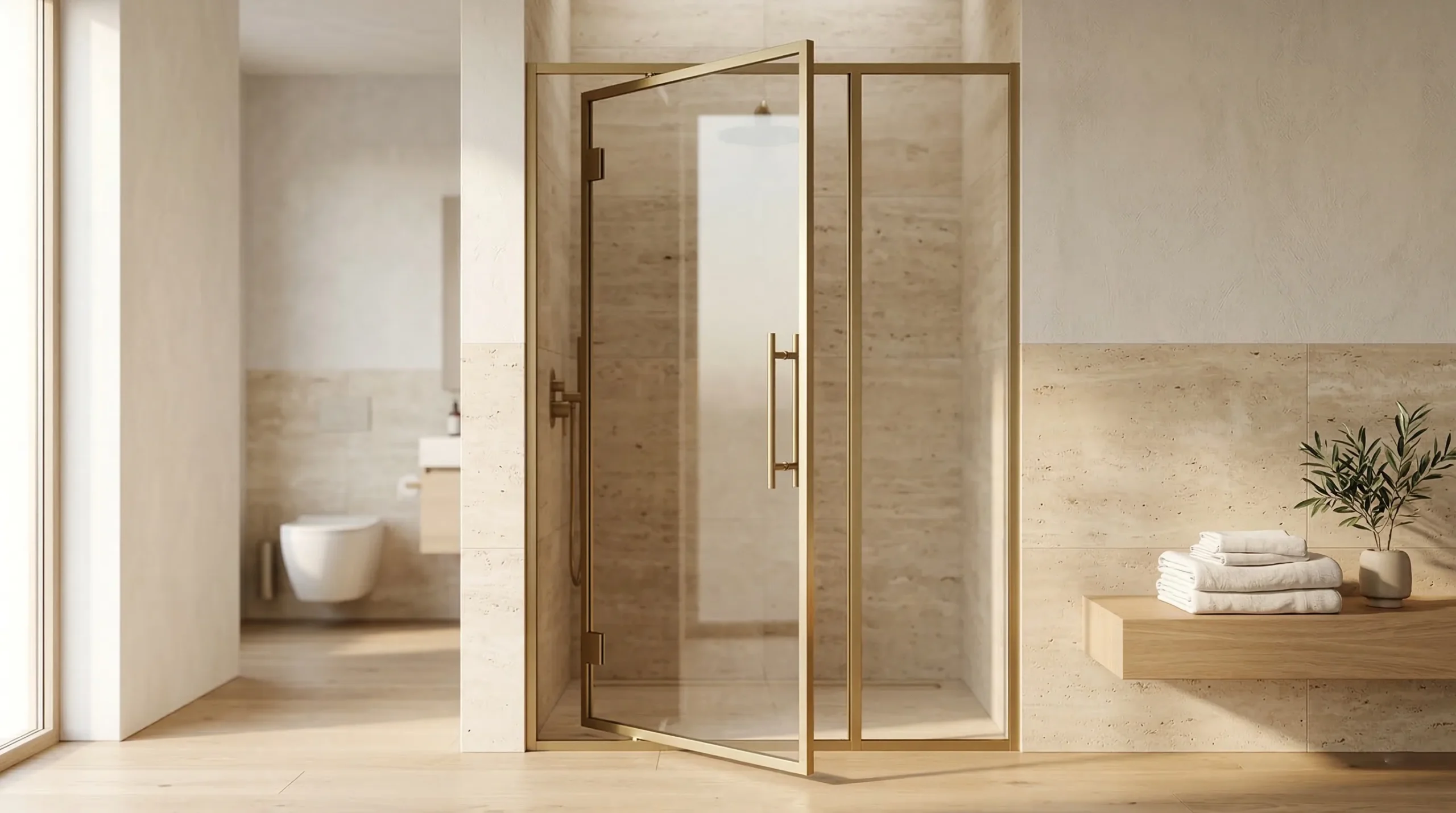 Commercial-grade framed pivot shower doors for easy installation