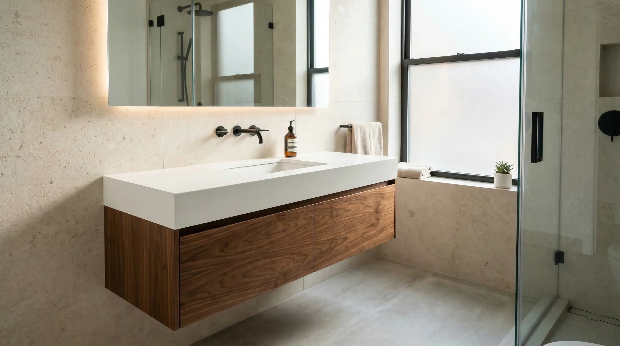 single walnut bathroom vanity