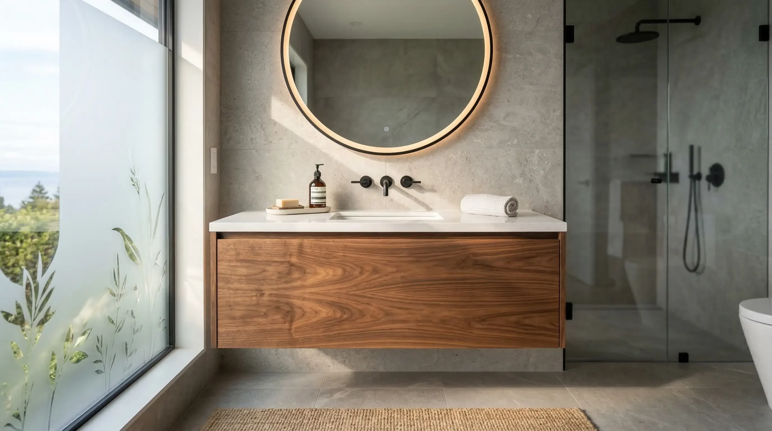 single walnut bathroom vanity