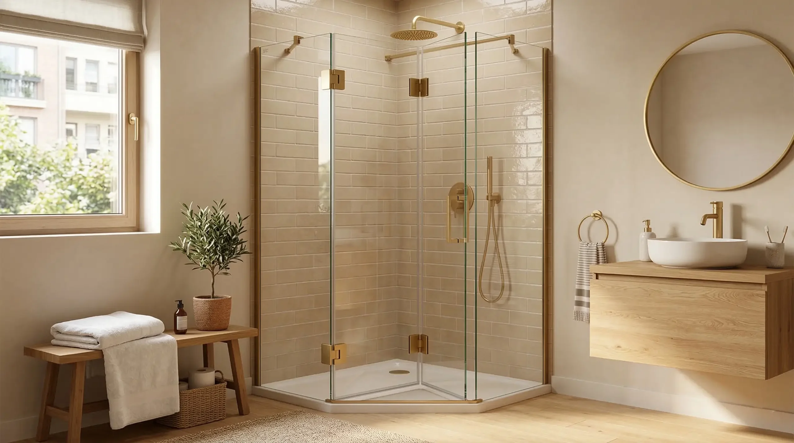 Durable multi-family folding shower door for large scale residential developments