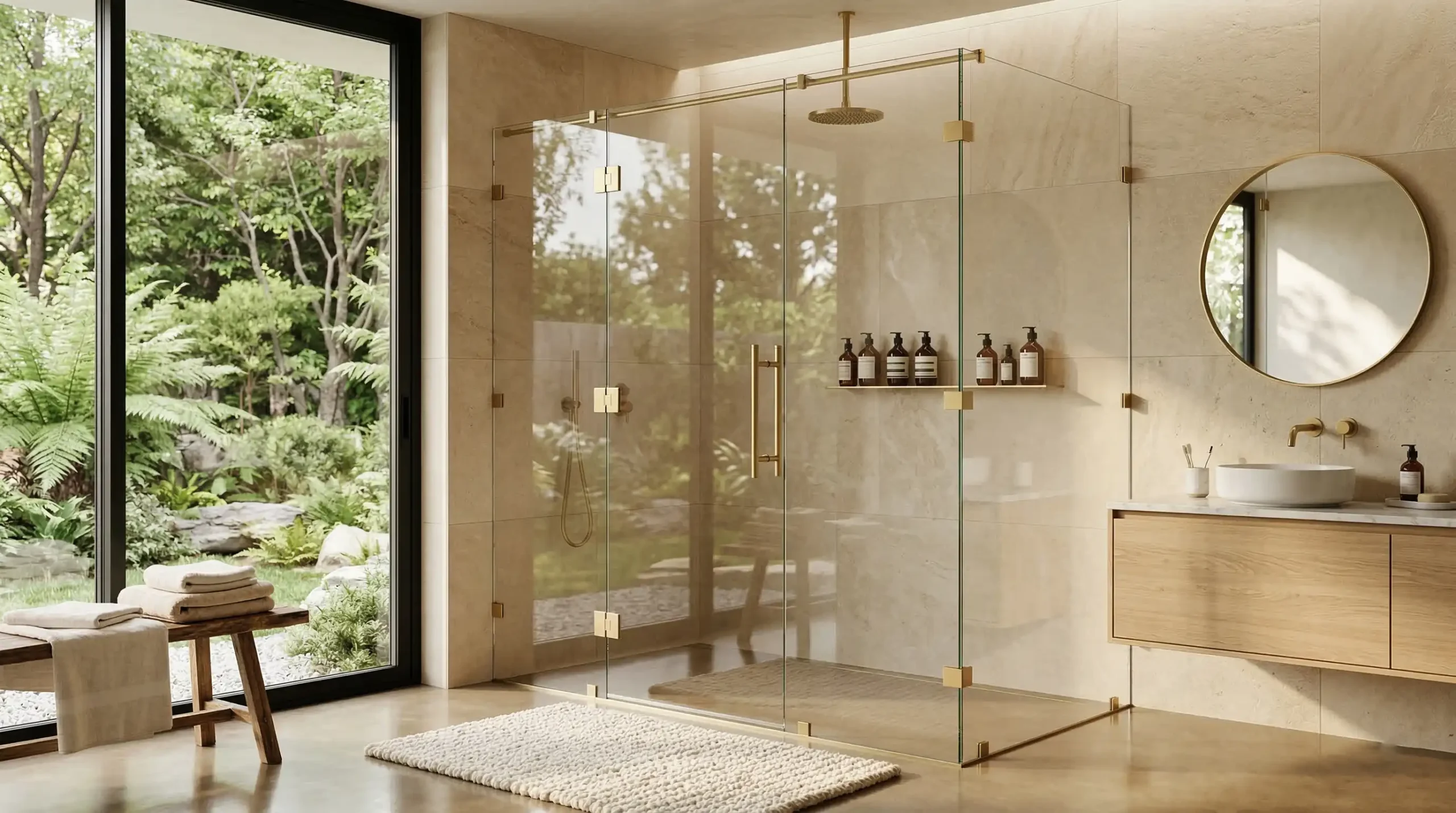 Hotel grade frameless shower doors engineered for long-term commercial durability