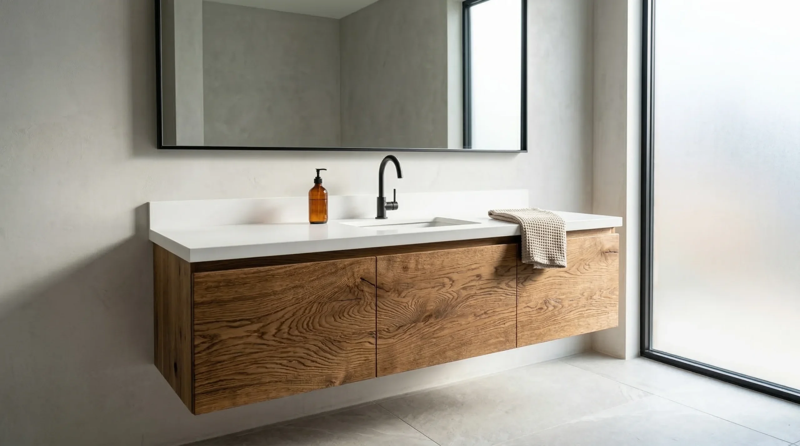 rustic reclaimed wood vanity for hotel